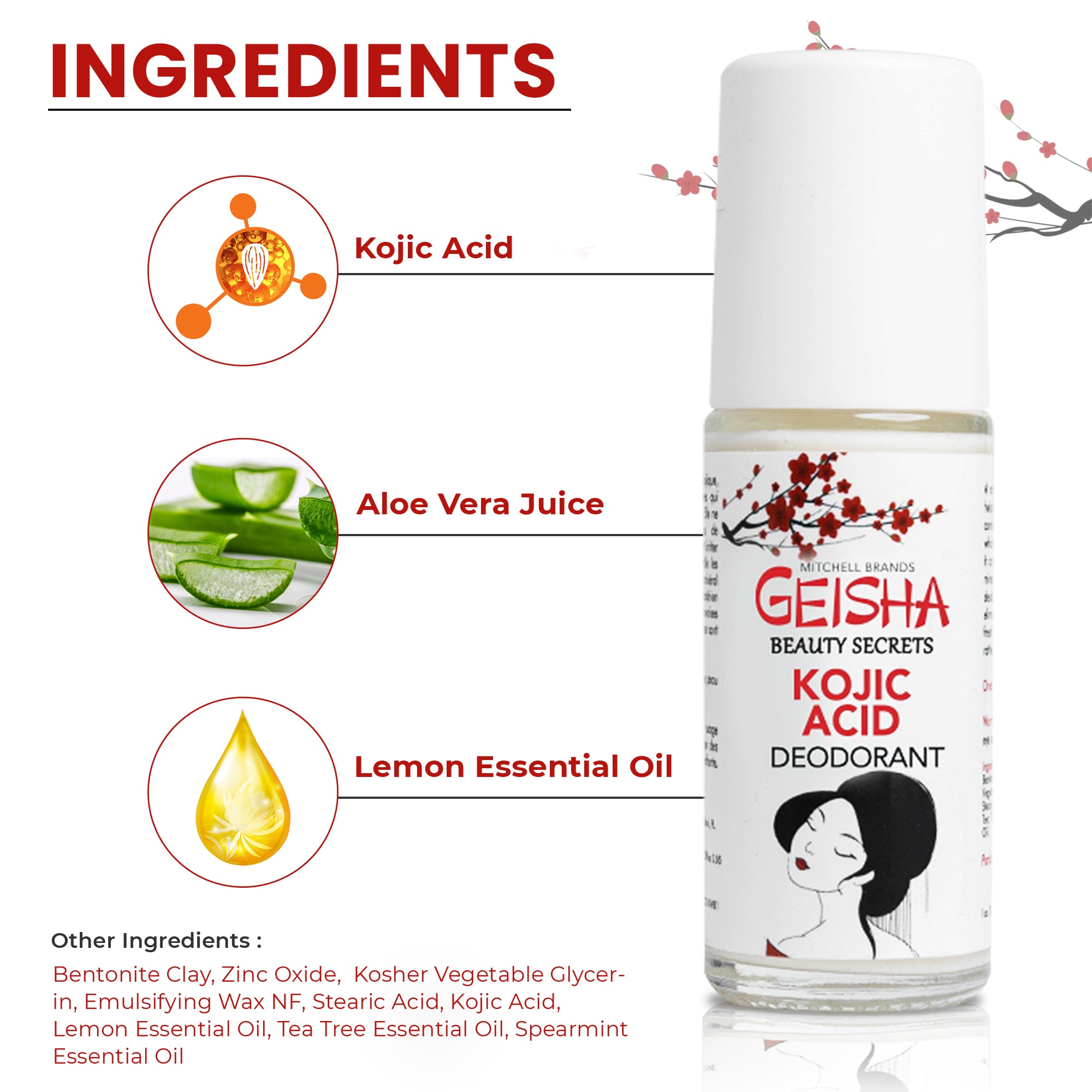Geisha Whitening Deodorant - Kojic Acid Deodorant - 30ml / 1 fl oz