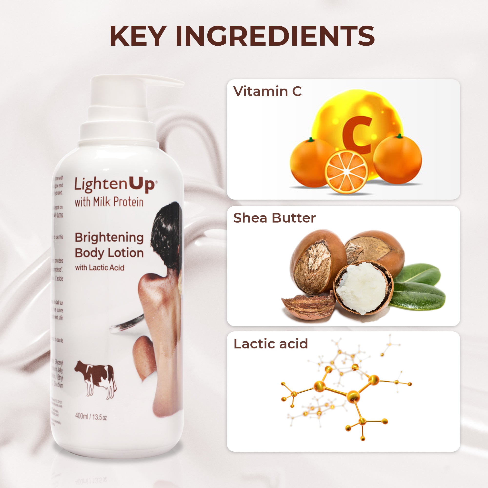 Lotion éclaircissante active à l'acide lactique Omic Lightenup - 400 ml / 13,5 oz