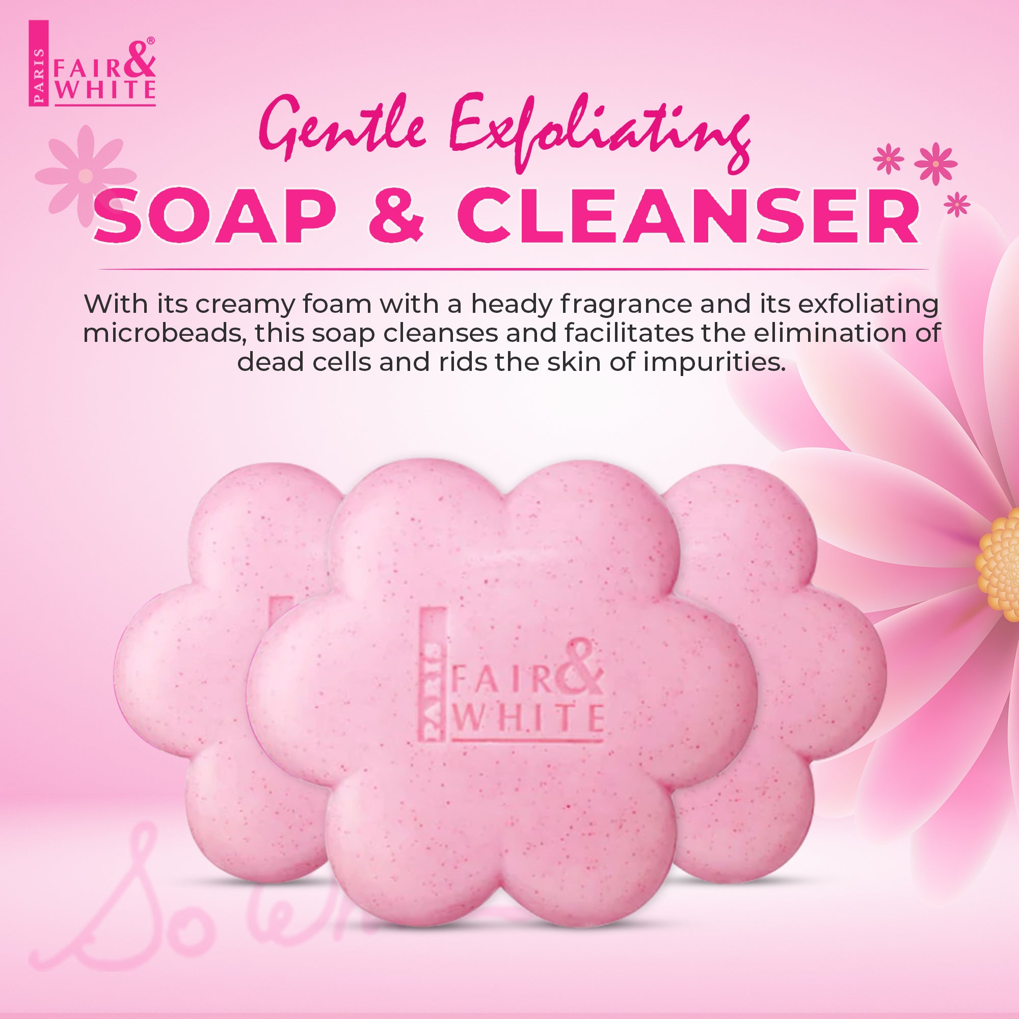 Fair & White So White Exfoliating Soap - Gentle Cleansing Bar - 200g / 7 oz