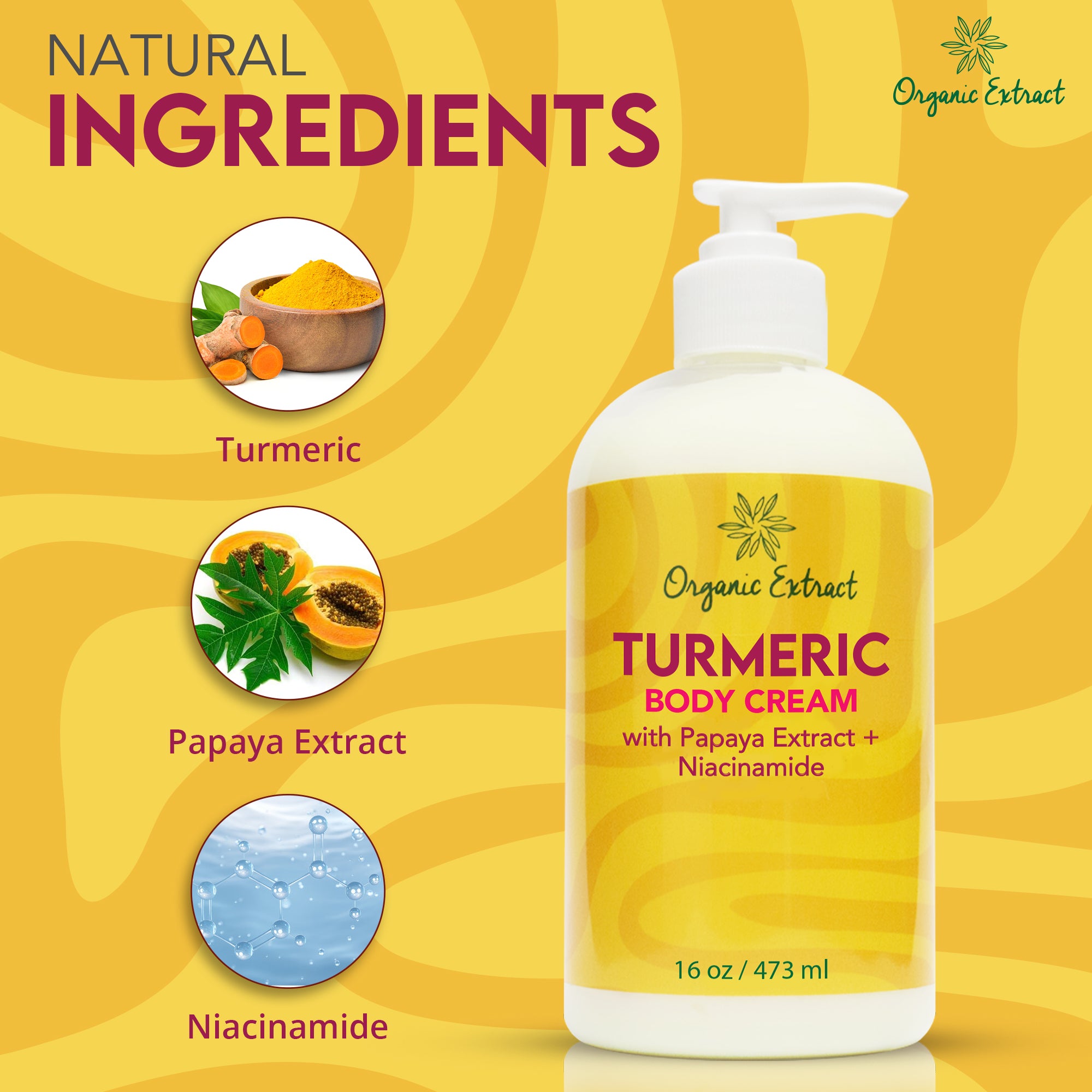 Organic Extract Turmeric Body Cream 12 oz/354 ml
