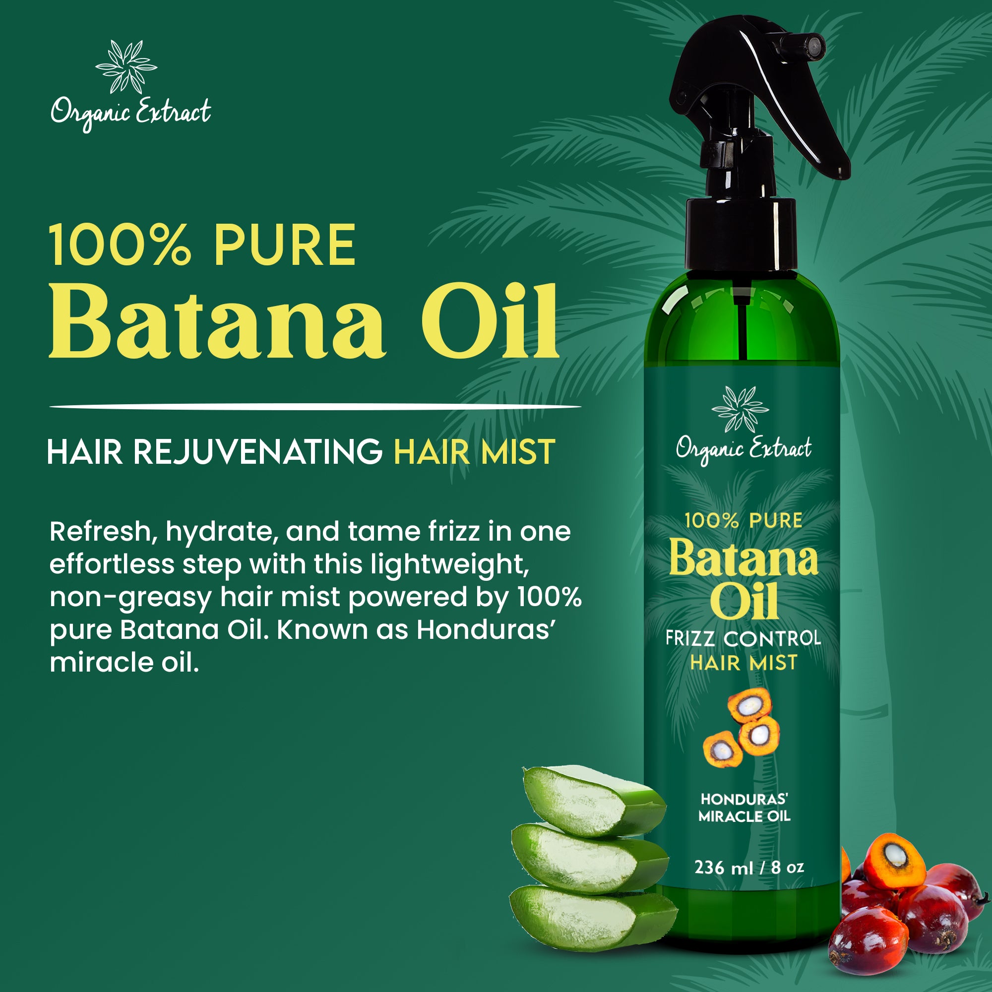 Organic Extract Batana Oil Stimulating Leave in Hair Growth Mist 8 oz / 236ml
