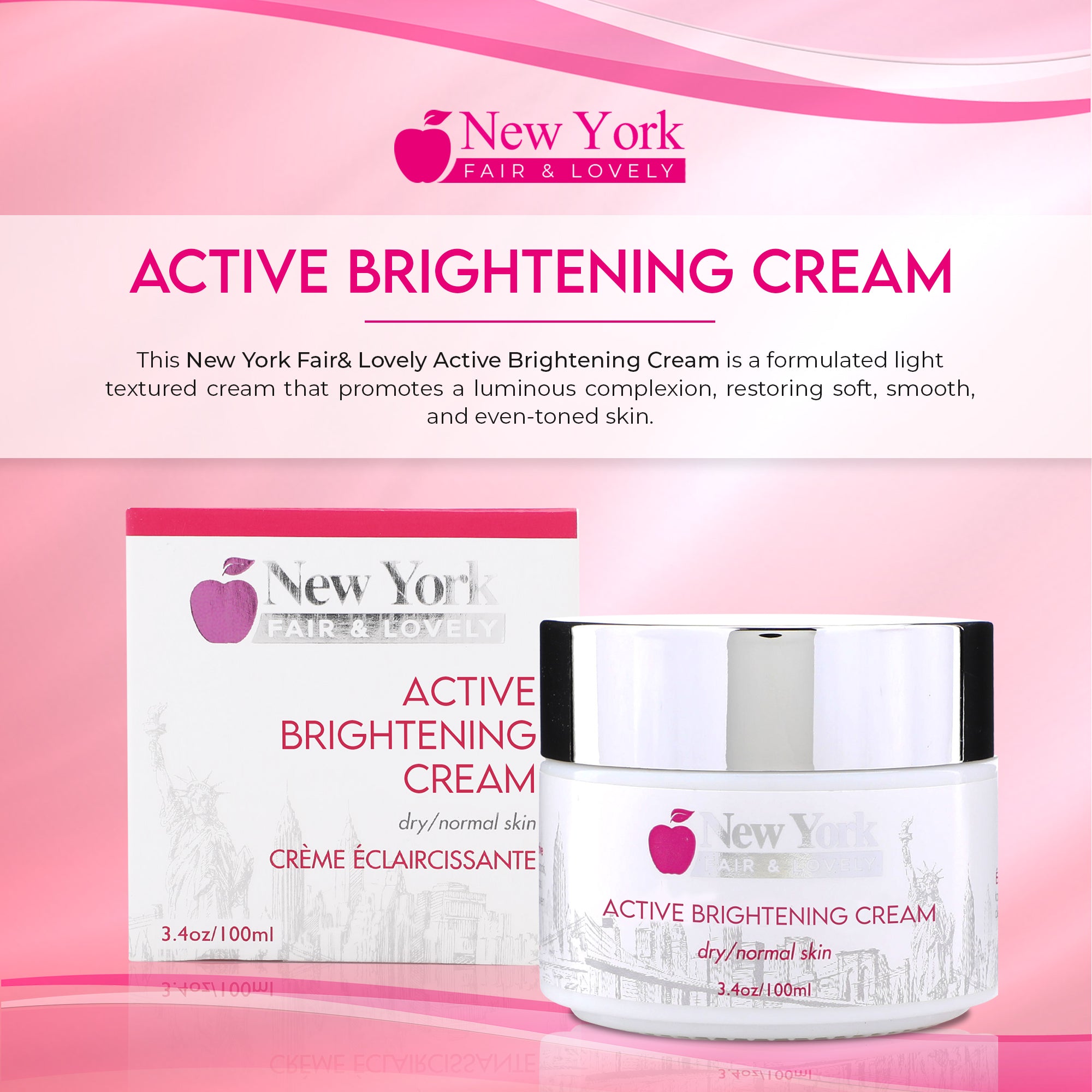 New York Fair & Lovely Active Brightening Cream - 100ml / 3.4 Oz