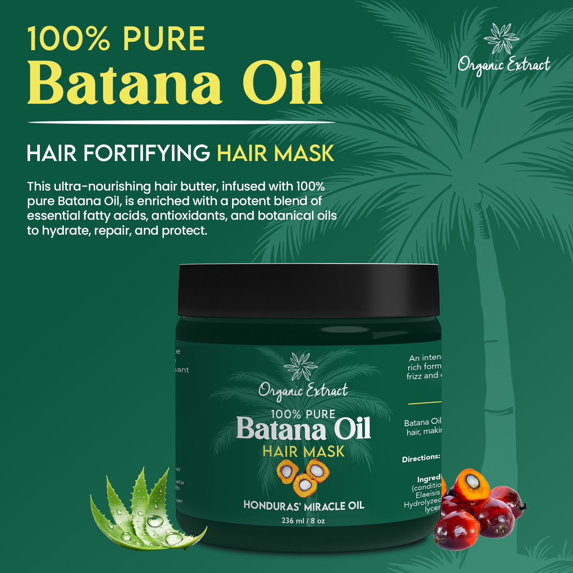 Organic Extract Batana Oil Hair Mask (Deep Conditioner) 8 oz/236ml