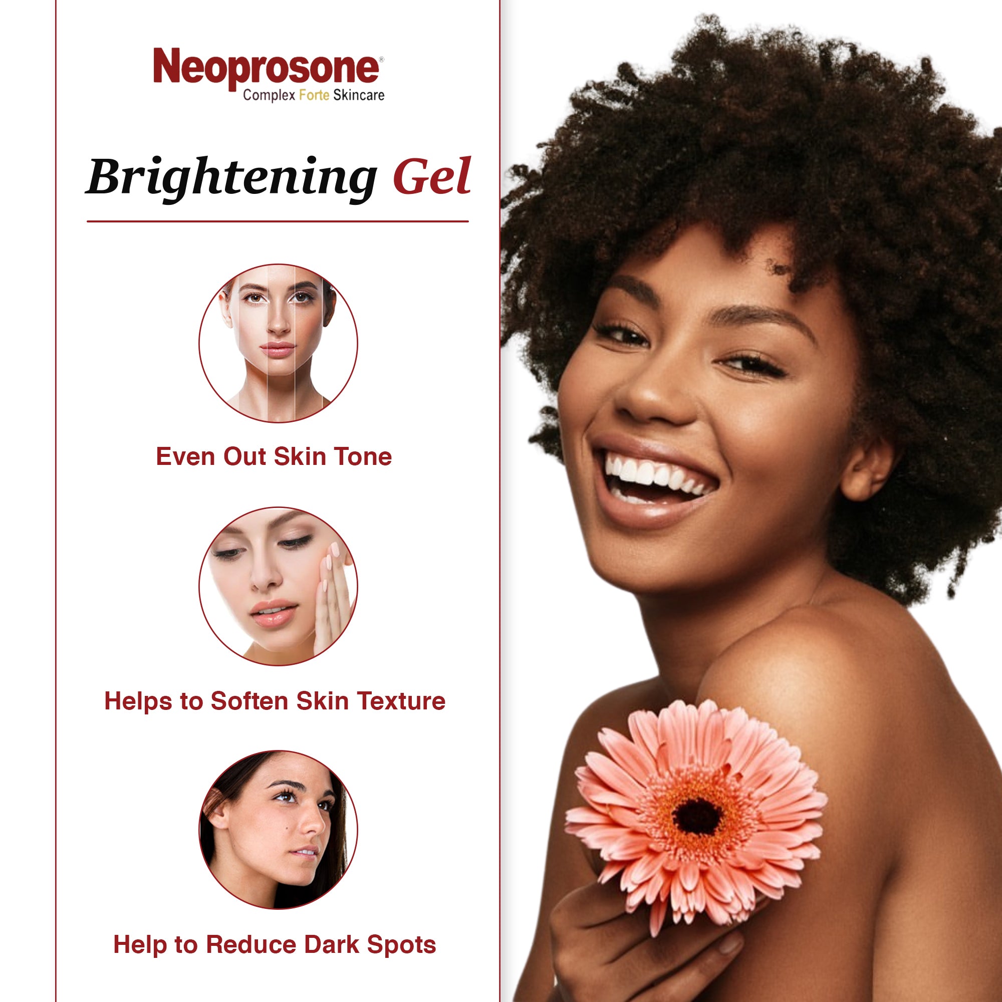 Neoprosone Brightening Gel - Moisturizer Cream Gel - 30g / 1 oz