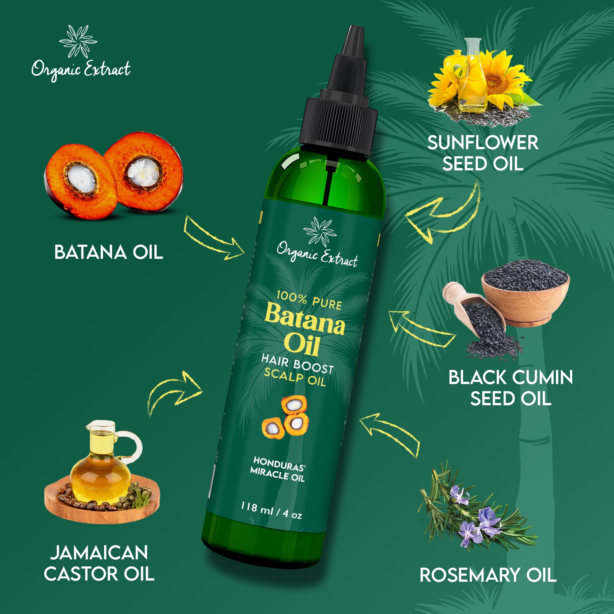 Organic Extract Batana Oil Stimulating Hair Growth Oil 4 oz/118ml