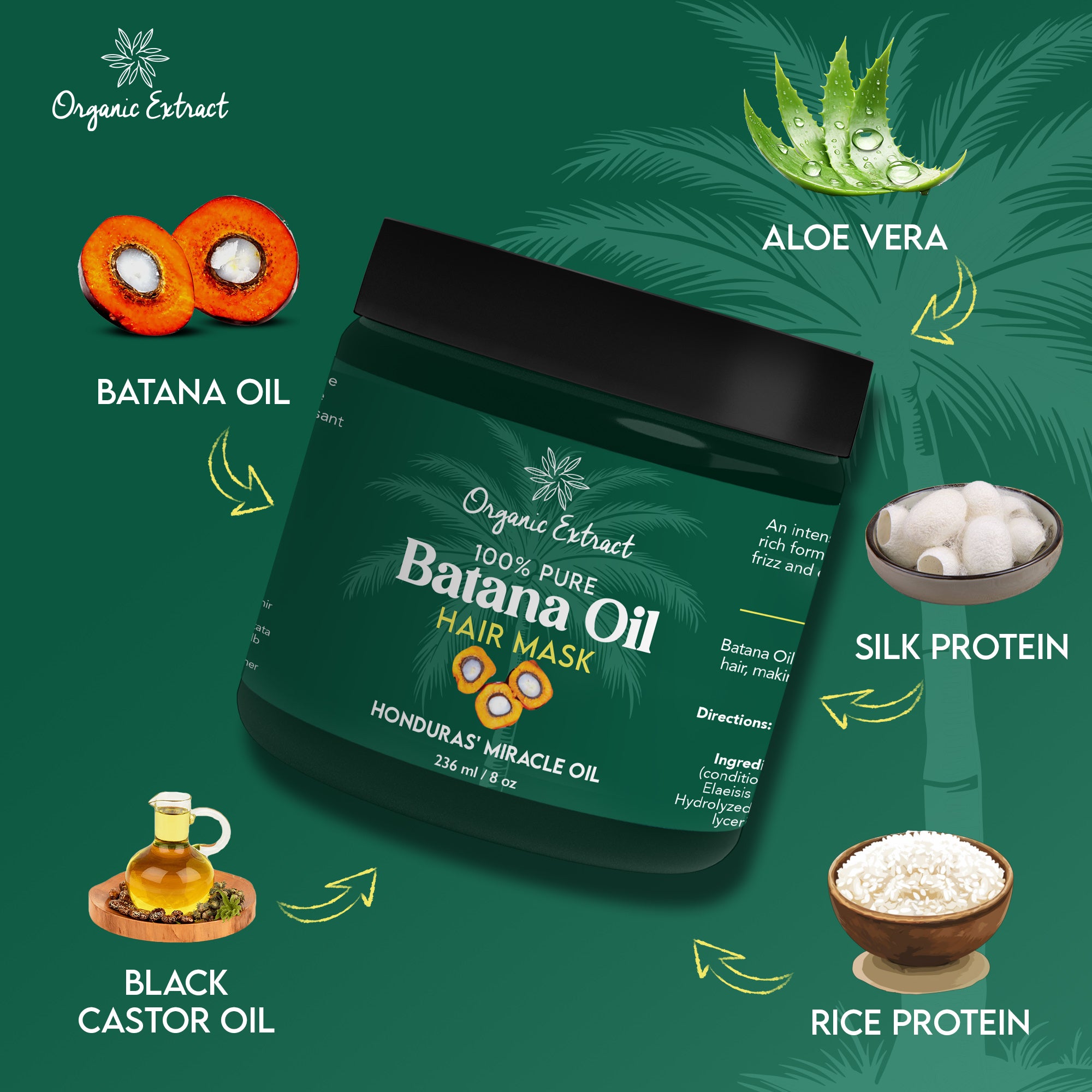Organic Extract Batana Oil Hair Mask (Deep Conditioner) 8 oz/236ml