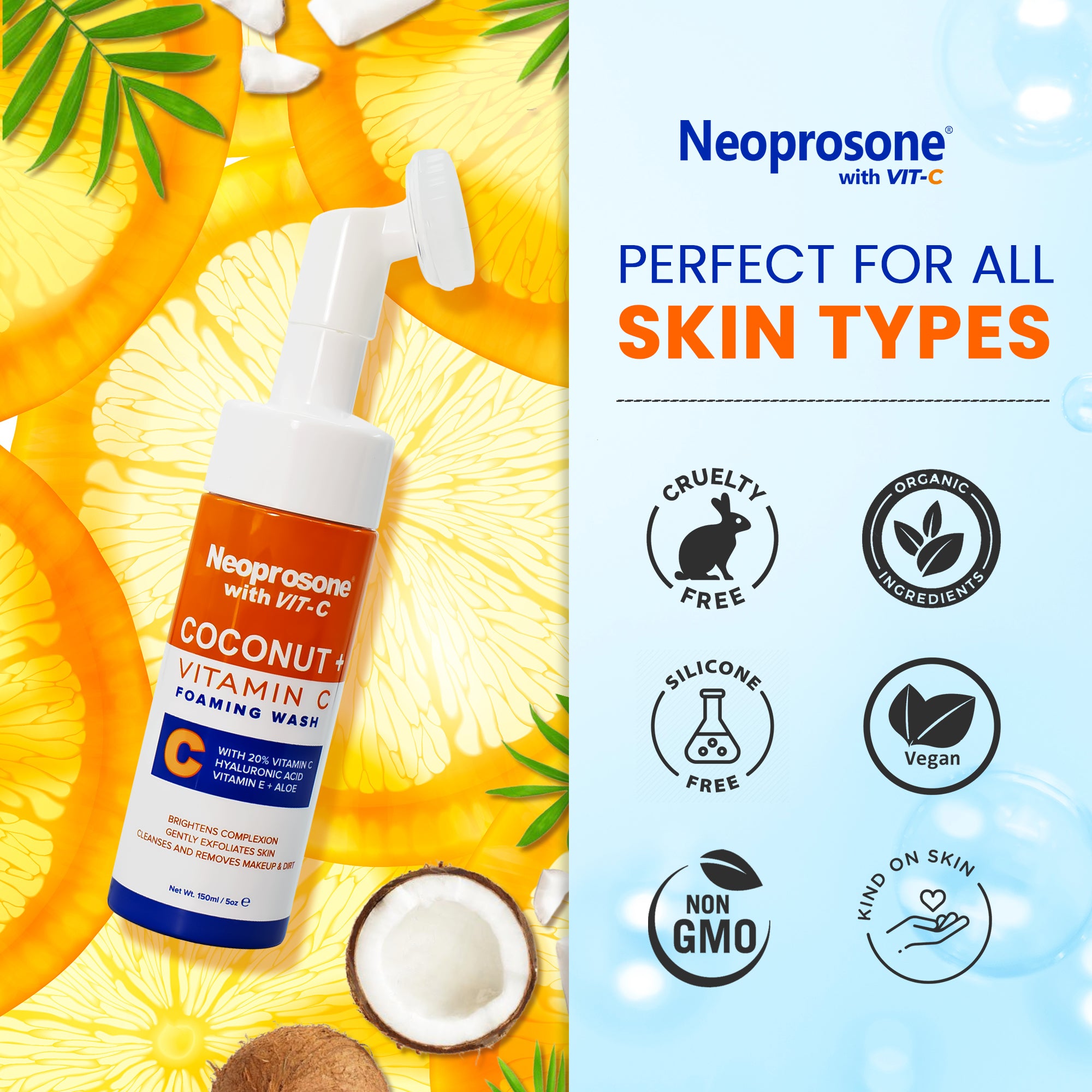 Neoprosone Coconut & Vit C Foaming Wash 150ml