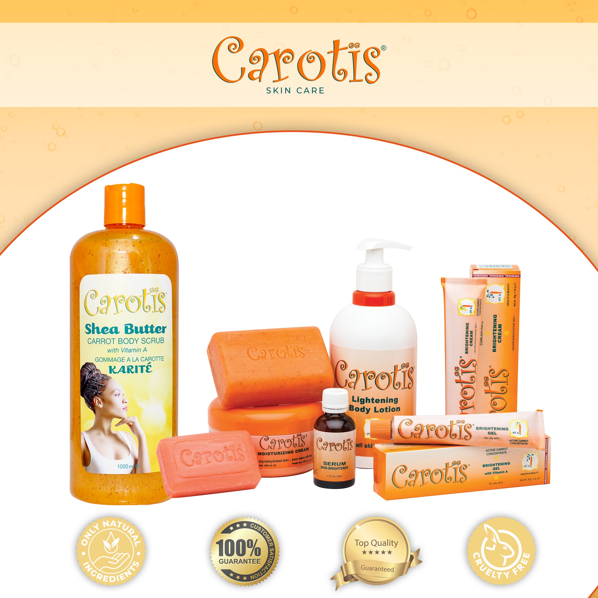 Carotis Shea Butter Carrot Body Wash con vitamina A (NUEVO) - 1000ml / 33.8 oz