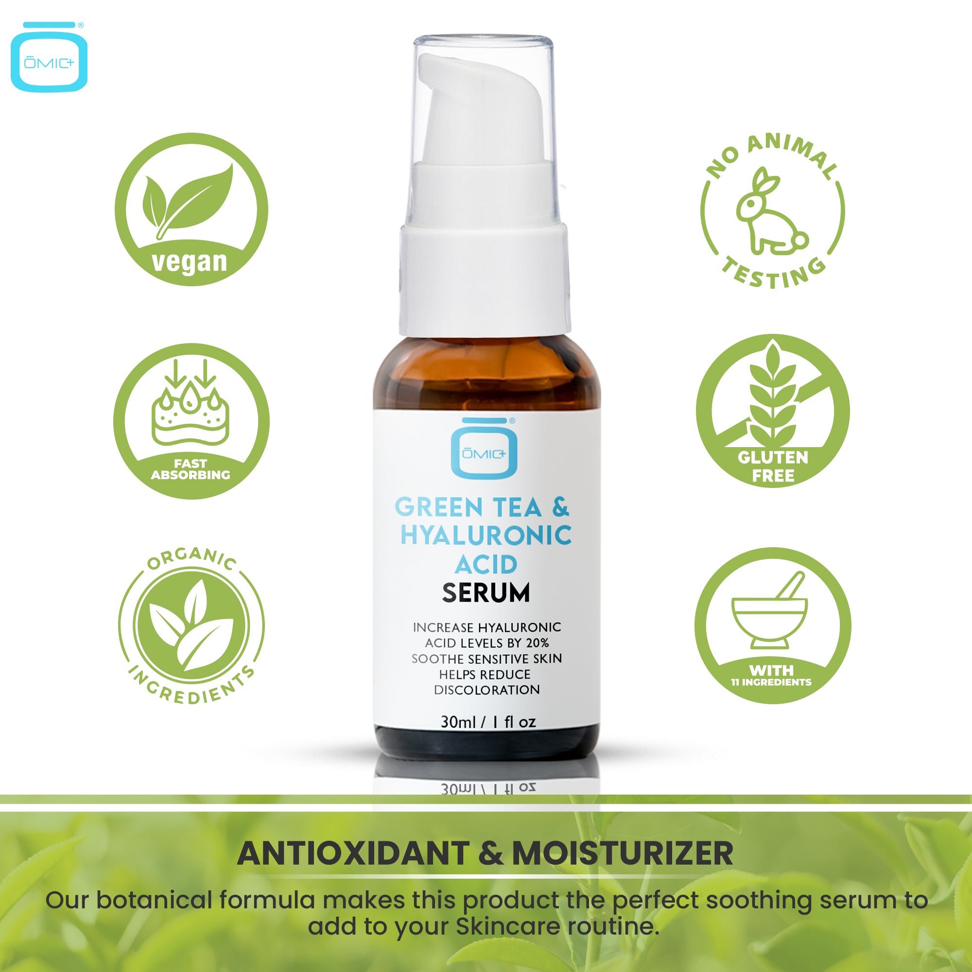 OMIC+ Green Tea & Hyaluronic Serum - 30ml / 1 Fl Oz