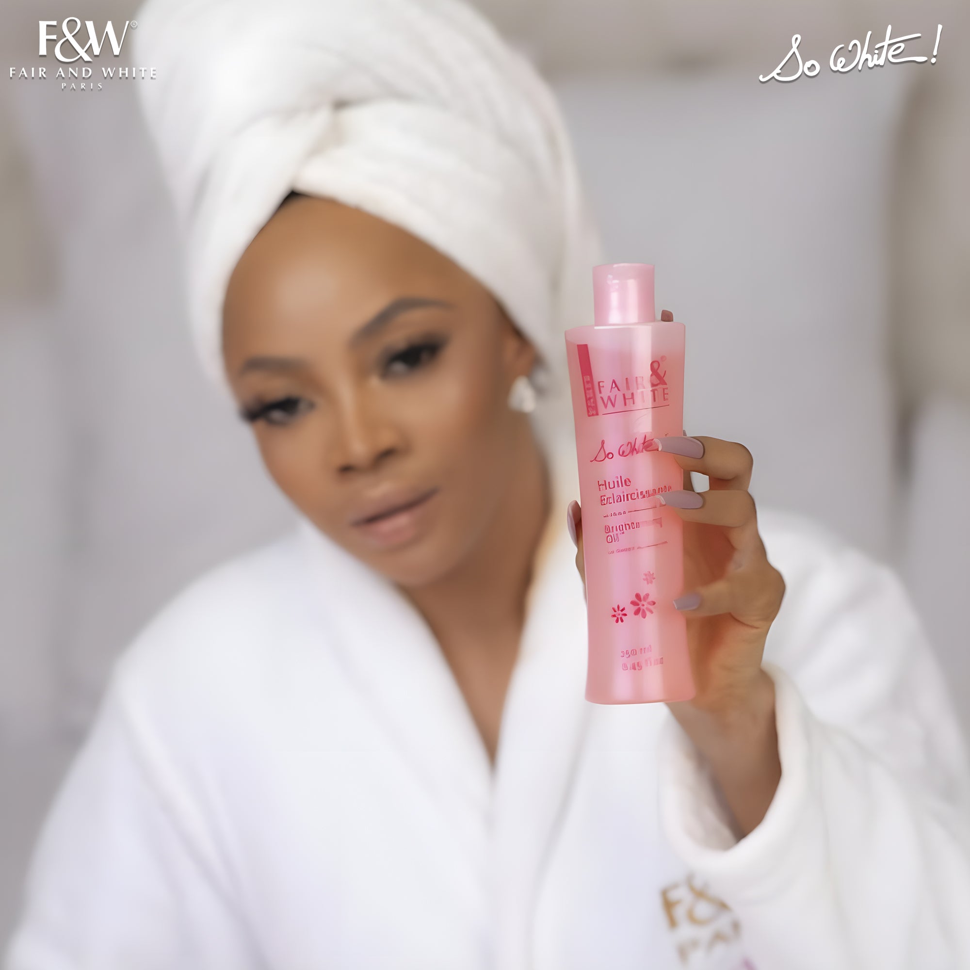 Fair & White So White Brightening Body Oil with Vitamin E - Hydrating Formula for Skin - 250ml / 8.4 oz
