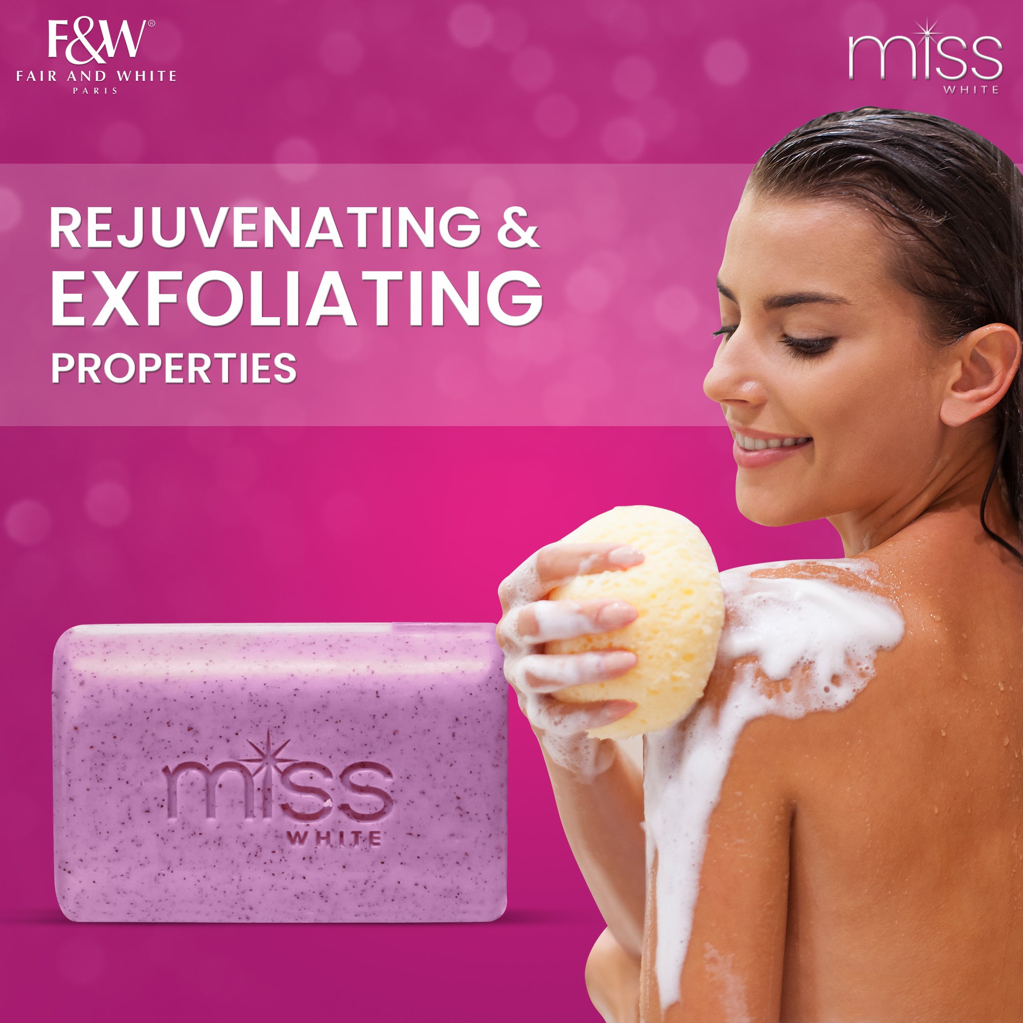 Fair & White Miss White Exfoliating Soap - Exfoliates Skin - 200g / 7 oz