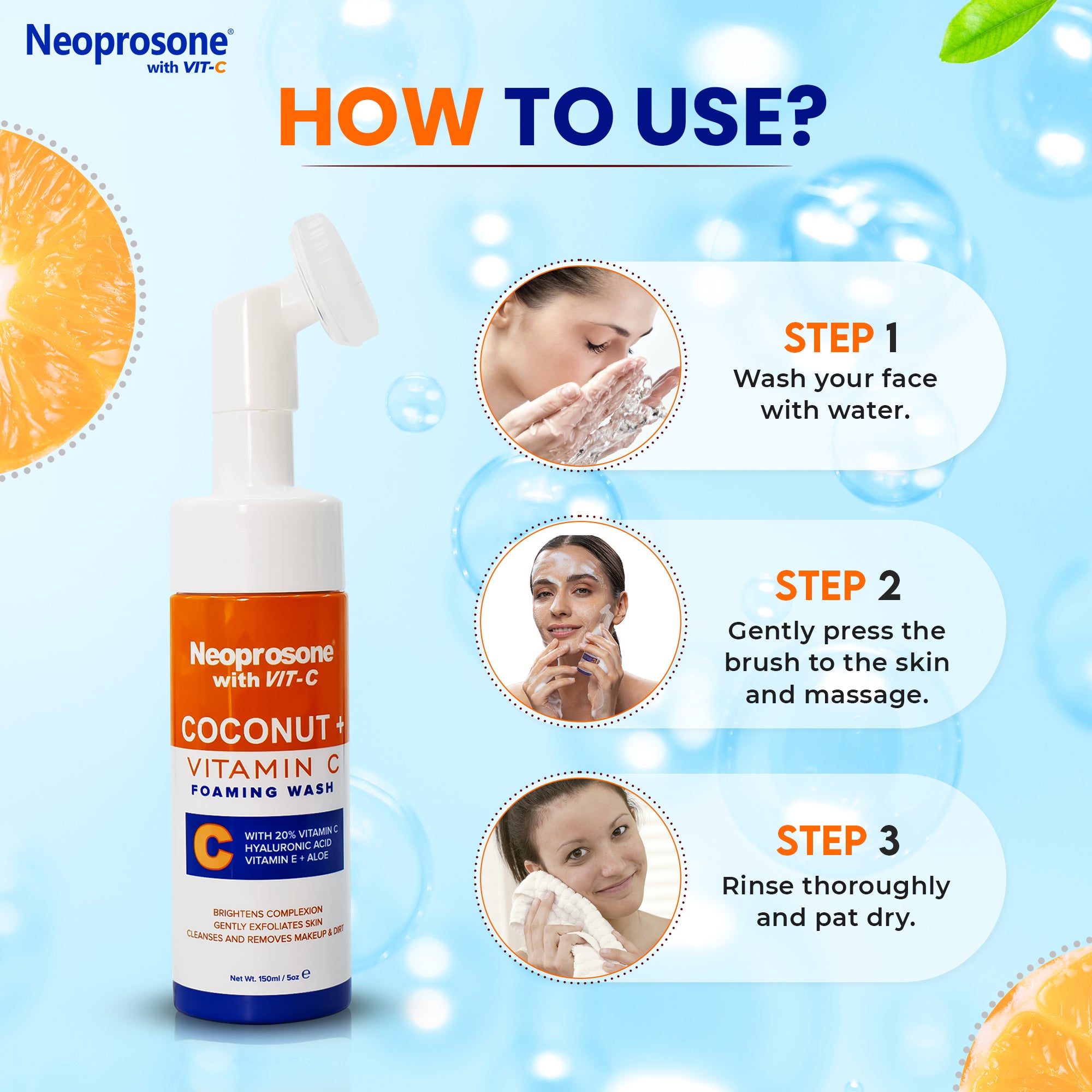 Neoprosone Coconut & Vit C Foaming Wash 150ml