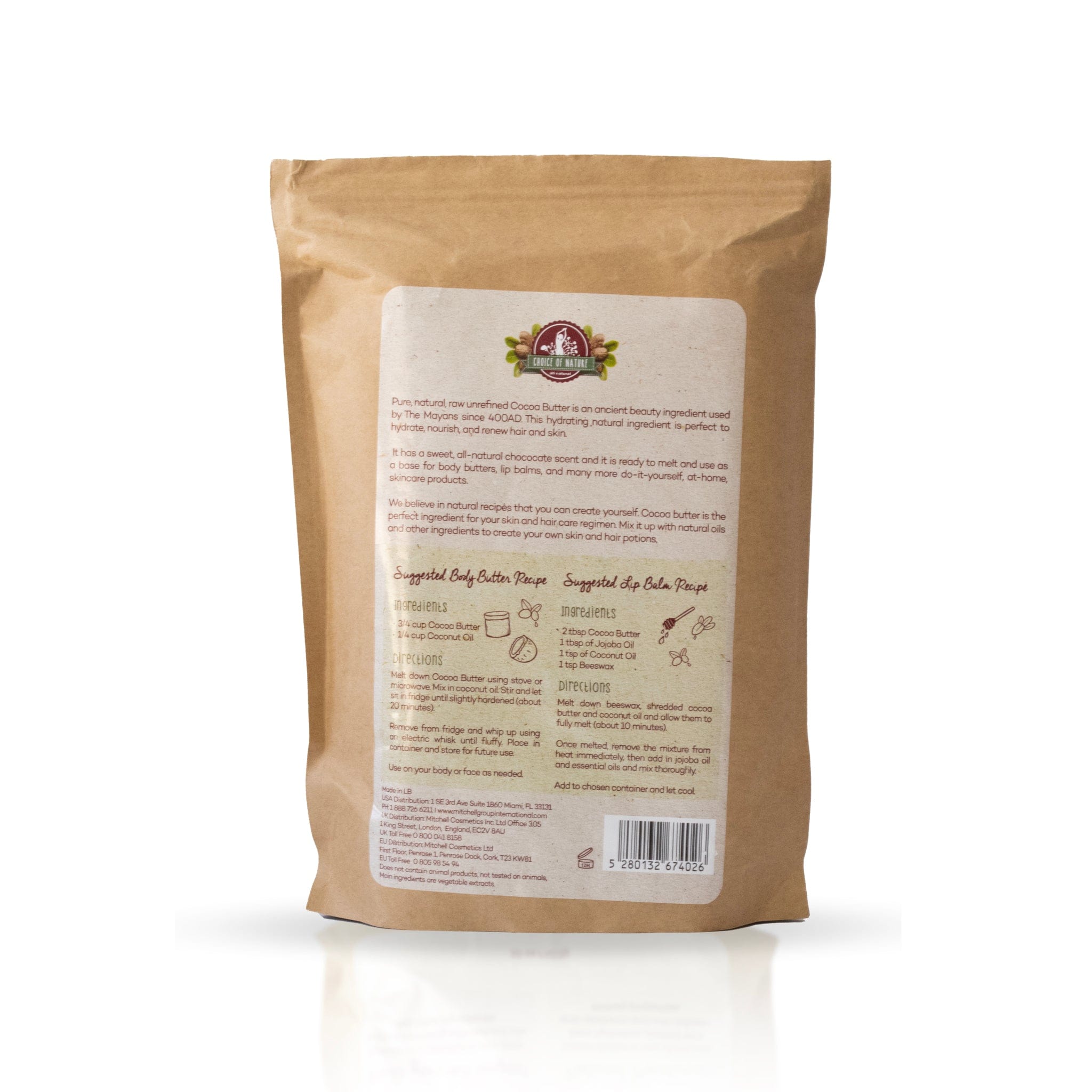 Barre de papier au beurre de karité et au cacao - 16 oz