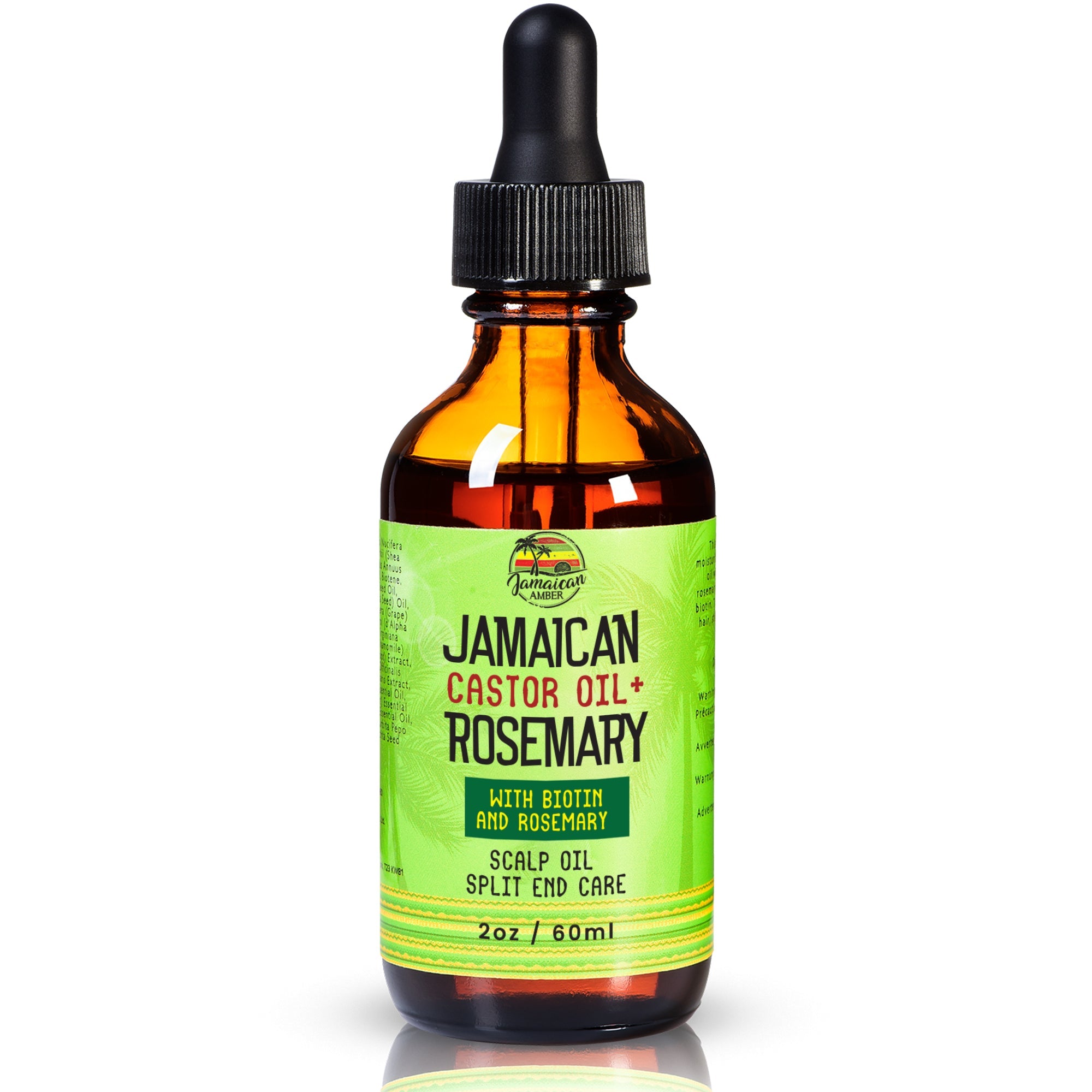 Jamaican Amber Jamaican Castor Oil & Rosemary Hair Oil 2 oz/60 ml Mitchell Brands - Mitchell Brands - Skin Lightening, Skin Brightening, Fade Dark Spots, Shea Butter, Hair Growth Products