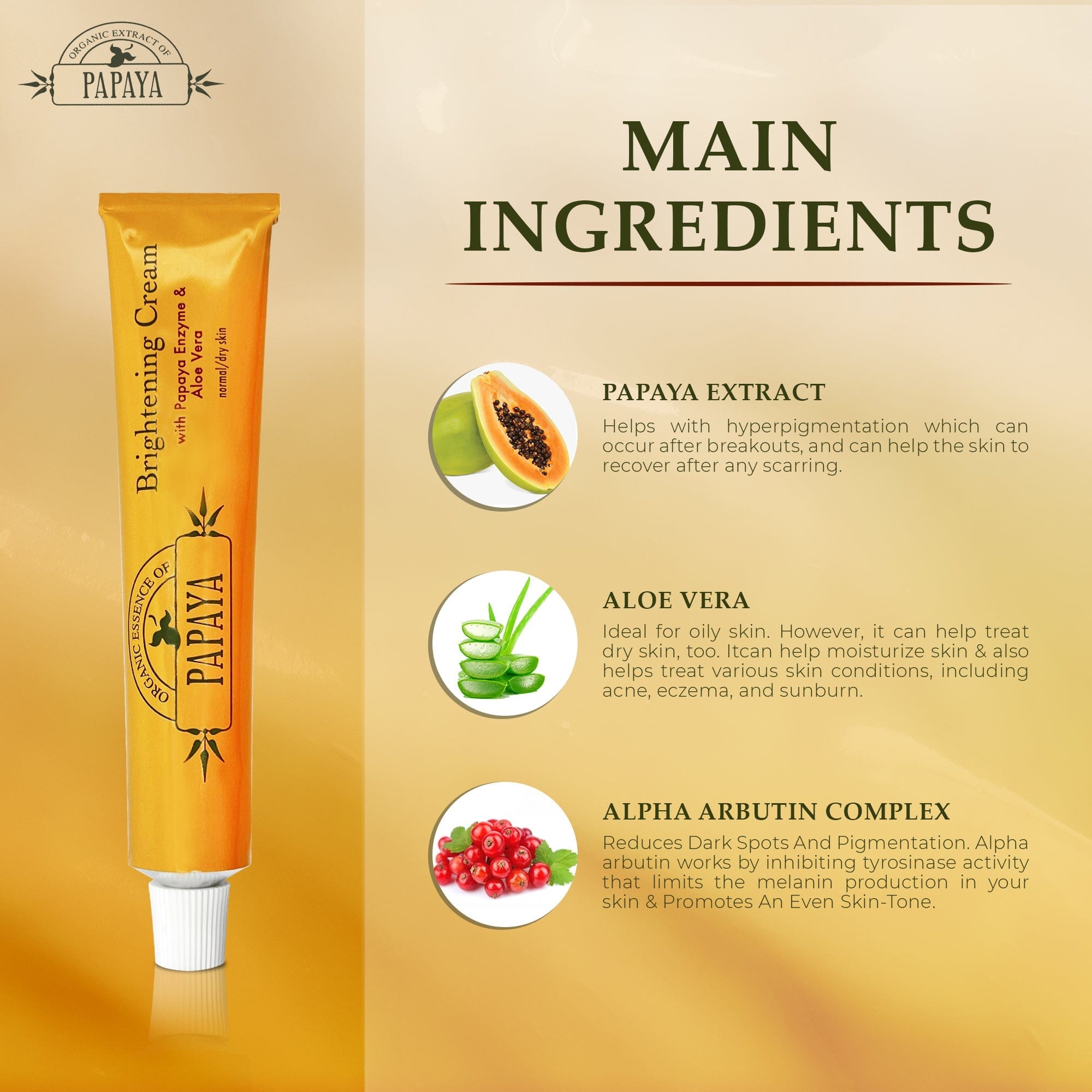 Organic Extract of Papaya Brightening Cream Tube - 50g / 1.76 Oz FleurDeLis - Mitchell Brands - Skin Lightening, Skin Brightening, Fade Dark Spots, Shea Butter, Hair Growth Products