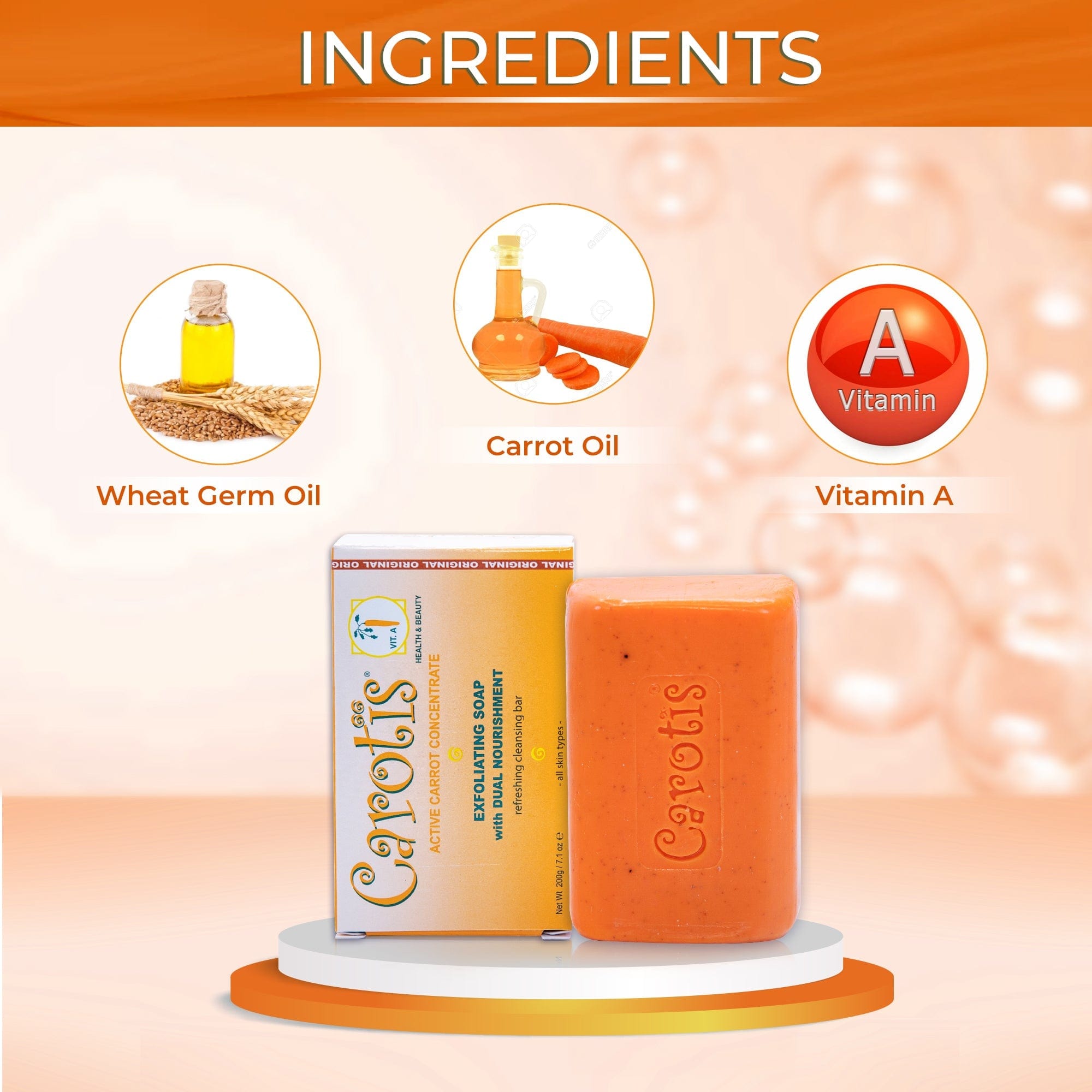 Carotis Exfoliating Soap - 200g / 7 fl oz Carotis - Mitchell Brands - Skin Lightening, Skin Brightening, Fade Dark Spots, Shea Butter, Hair Growth Products