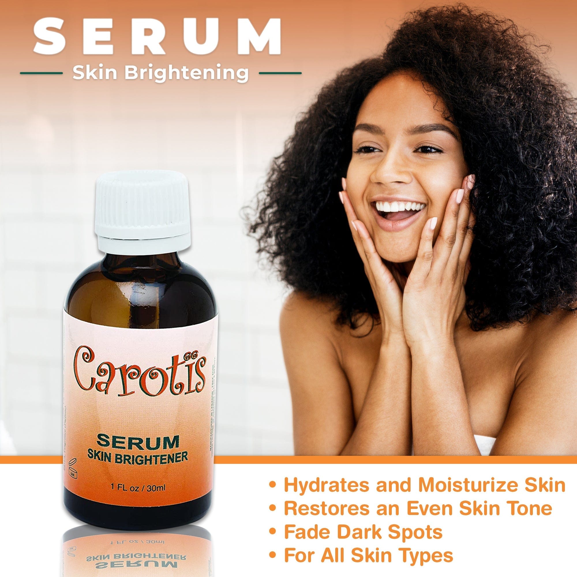 Carotis Brightening Serum - 30ml / 1 fl oz Carotis - Mitchell Brands - Skin Lightening, Skin Brightening, Fade Dark Spots, Shea Butter, Hair Growth Products
