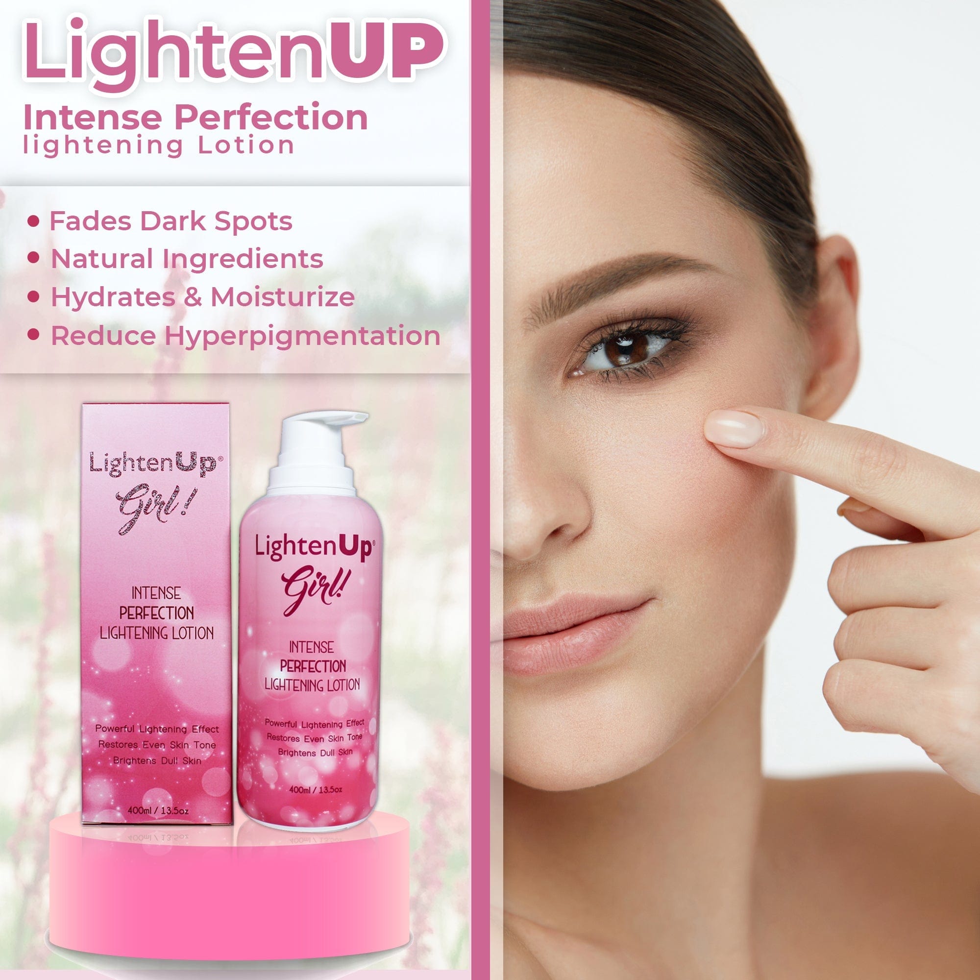 Omic LightenUp Girl! Intense Perfection Lightening Lotion - 400ml / 13.5 Oz Mitchell Brands - Mitchell Brands - Skin Lightening, Skin Brightening, Fade Dark Spots, Shea Butter, Hair Growth Products