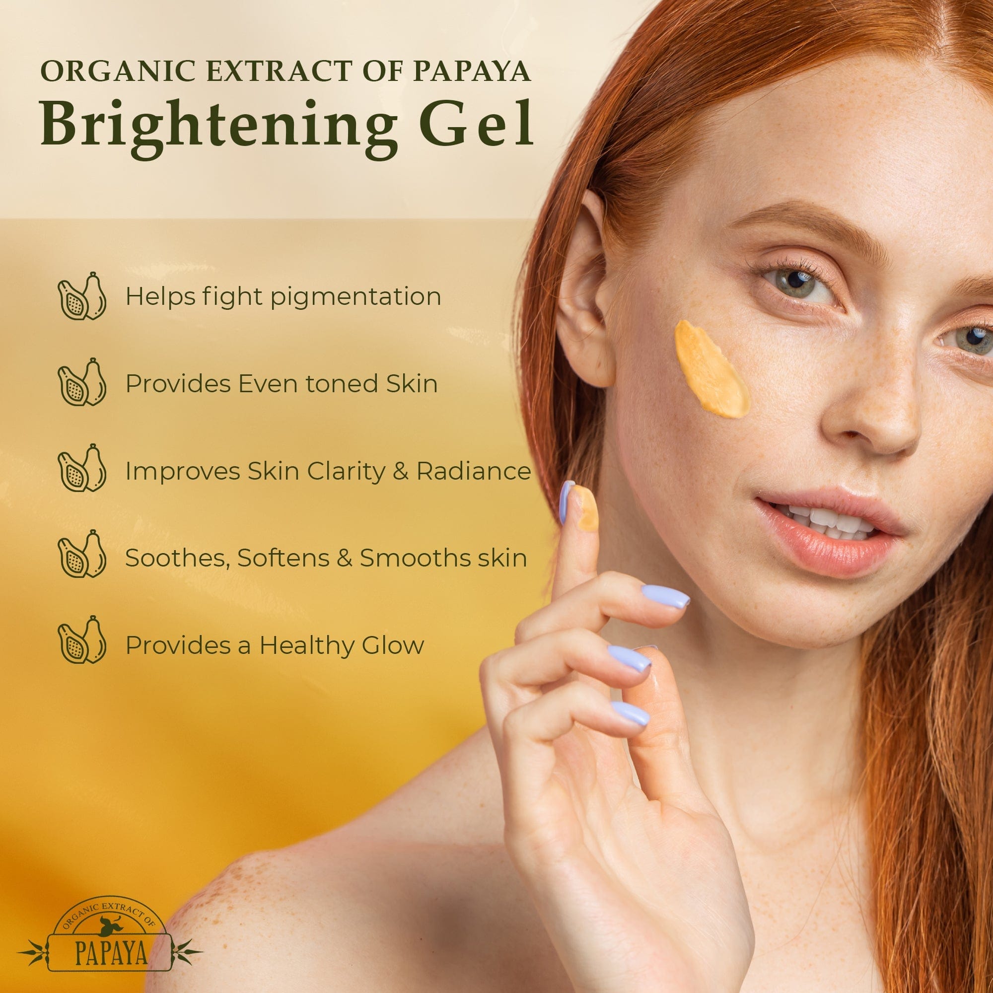Organic Extract of Papaya Brightening Gel Tube - 30g / 1 Oz FleurDeLis - Mitchell Brands - Skin Lightening, Skin Brightening, Fade Dark Spots, Shea Butter, Hair Growth Products