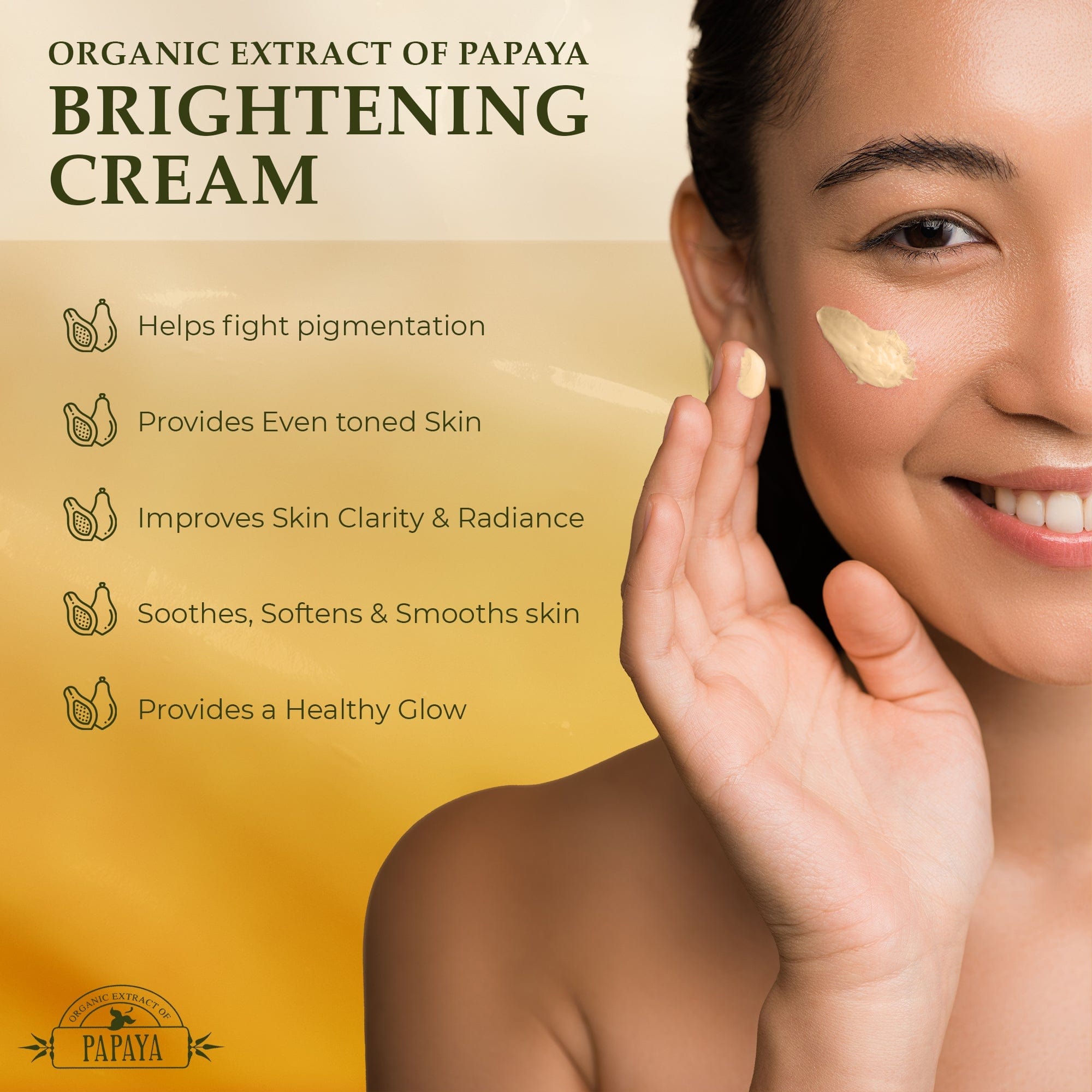Organic Extract of Papaya Brightening Cream Tube - 50g / 1.76 Oz FleurDeLis - Mitchell Brands - Skin Lightening, Skin Brightening, Fade Dark Spots, Shea Butter, Hair Growth Products