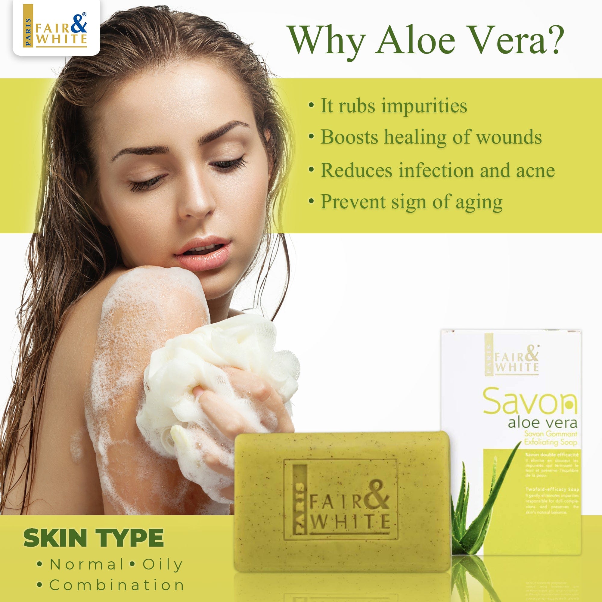 Fair & White Original Aloe Vera Exfoliating Soap - 200g / 7 oz