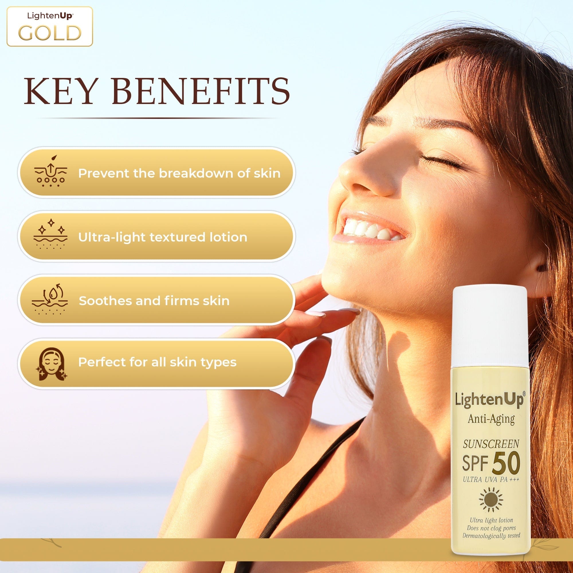 Omic LightenUp Anti-Aging Sunscreen SPF 50 LightenUp - Mitchell Brands - Skin Lightening, Skin Brightening, Fade Dark Spots, Shea Butter, Hair Growth Products