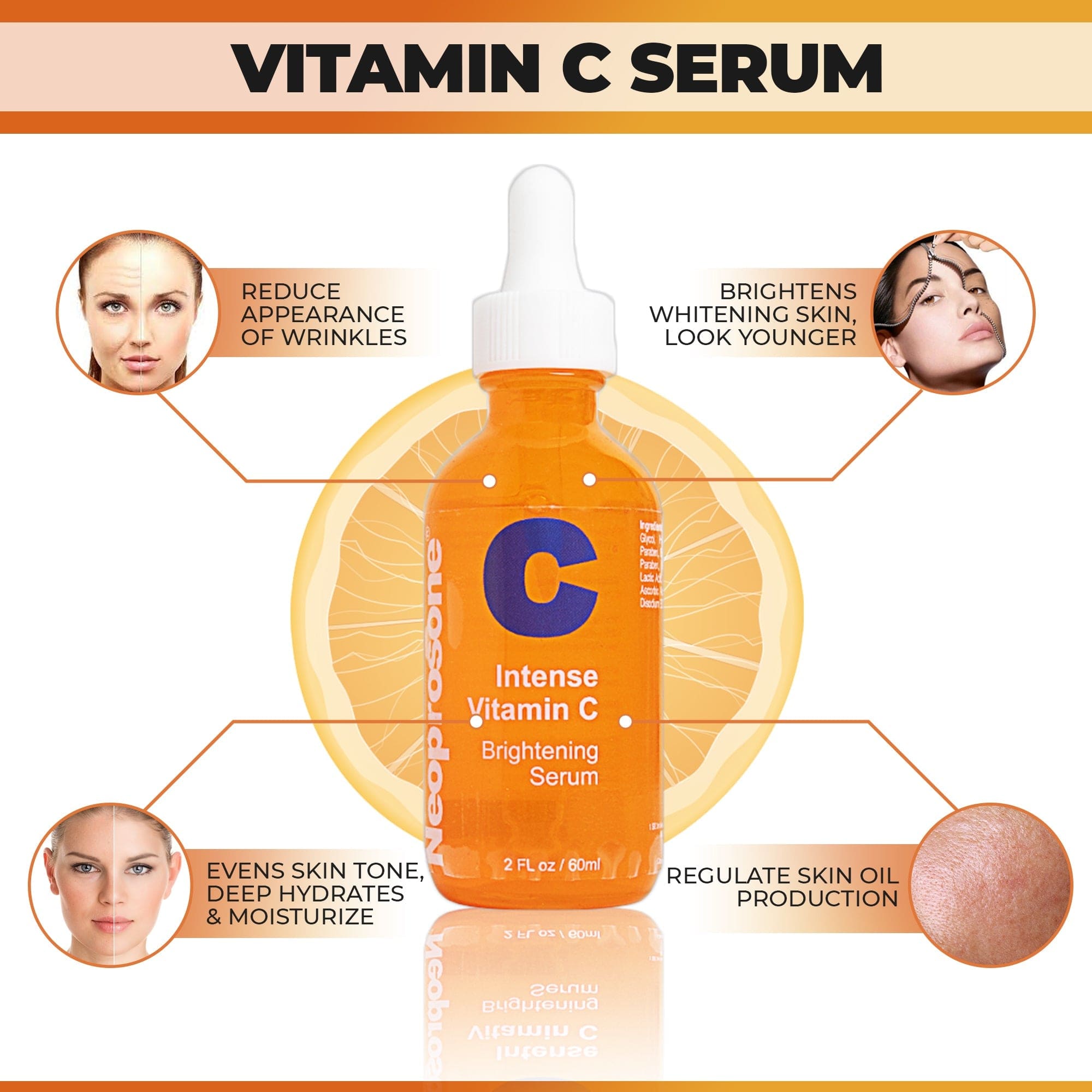 Neoprosone Intense Vit C Serum 60ml Mitchell Group USA, LLC - Mitchell Brands - Skin Lightening, Skin Brightening, Fade Dark Spots, Shea Butter, Hair Growth Products