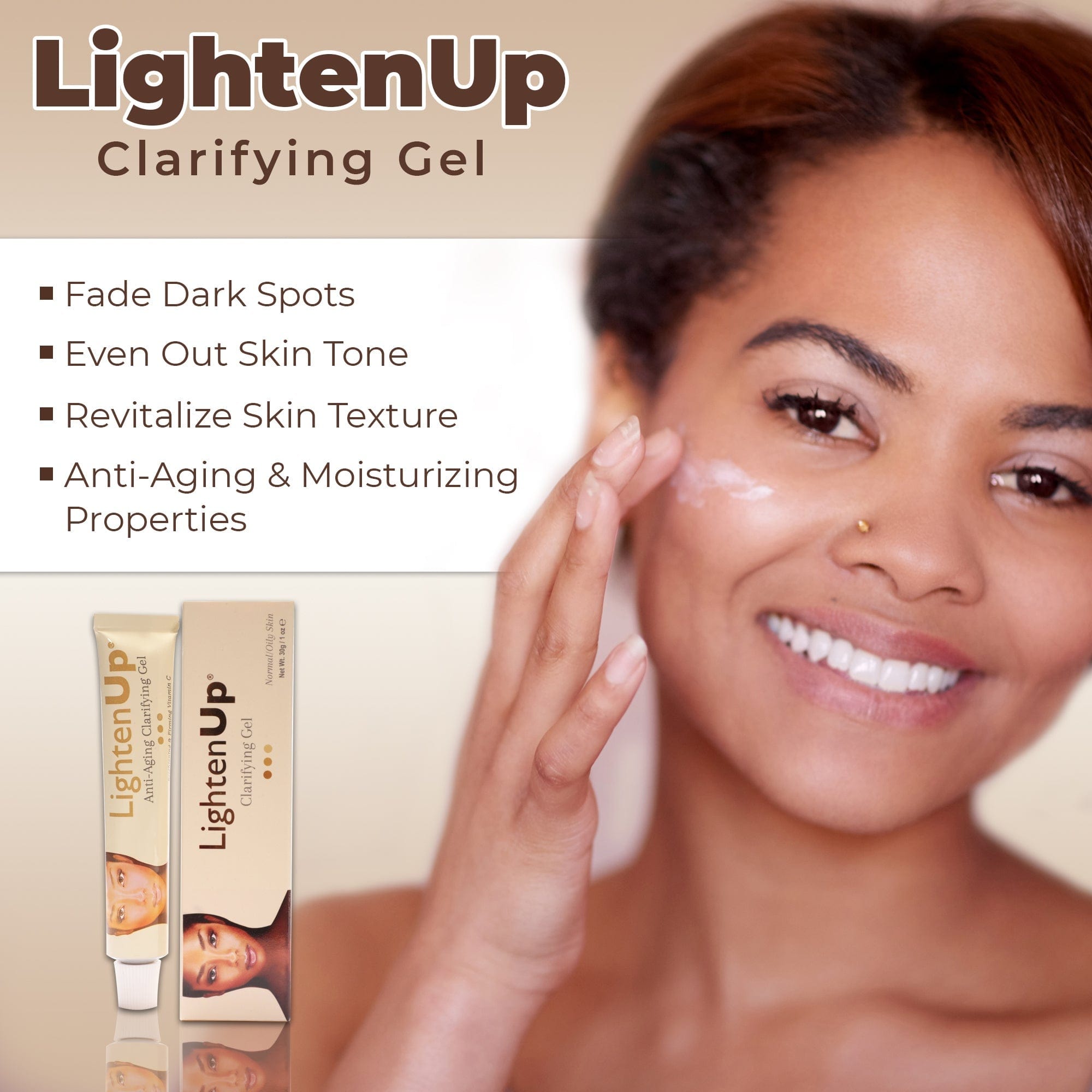 Omic LightenUp Anti-Aging Clarifying Gel - 30g / 1 Oz LightenUp - Mitchell Brands - Skin Lightening, Skin Brightening, Fade Dark Spots, Shea Butter, Hair Growth Products