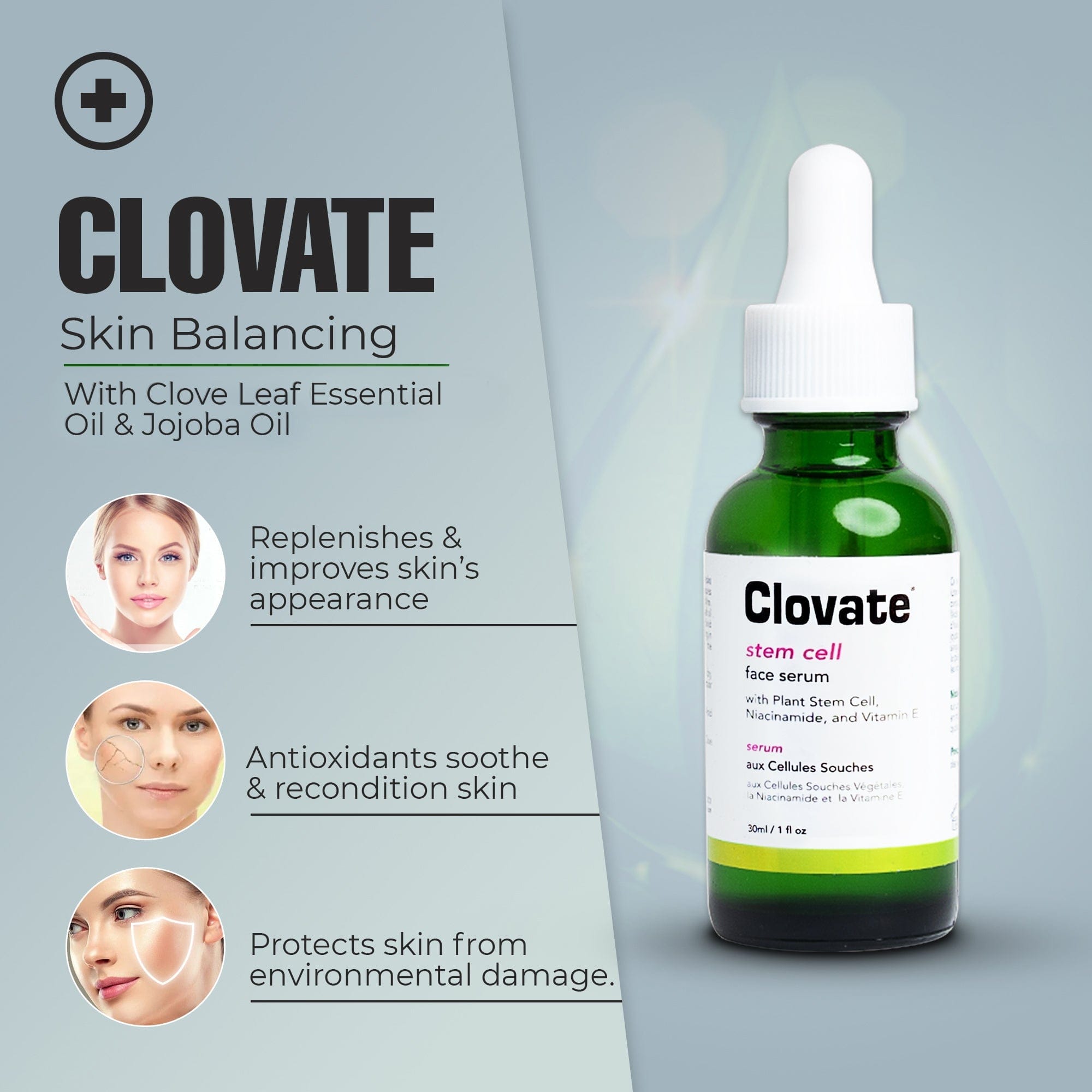 Clovate Stem Cell Serum - 30ml / 1 fl oz Mitchell Group USA, LLC - Mitchell Brands - Skin Lightening, Skin Brightening, Fade Dark Spots, Shea Butter, Hair Growth Products