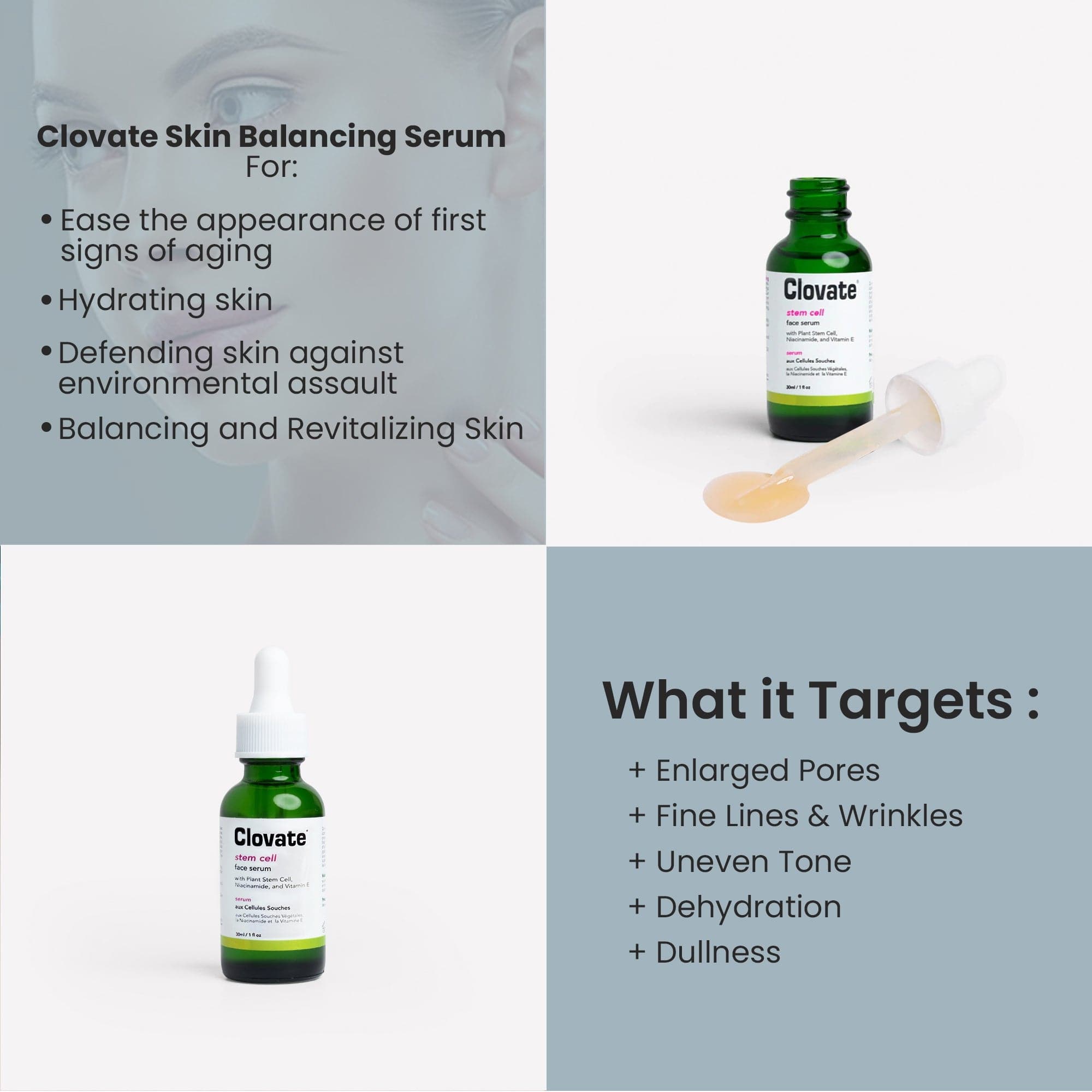 Clovate Stem Cell Serum - 30ml / 1 fl oz Mitchell Group USA, LLC - Mitchell Brands - Skin Lightening, Skin Brightening, Fade Dark Spots, Shea Butter, Hair Growth Products