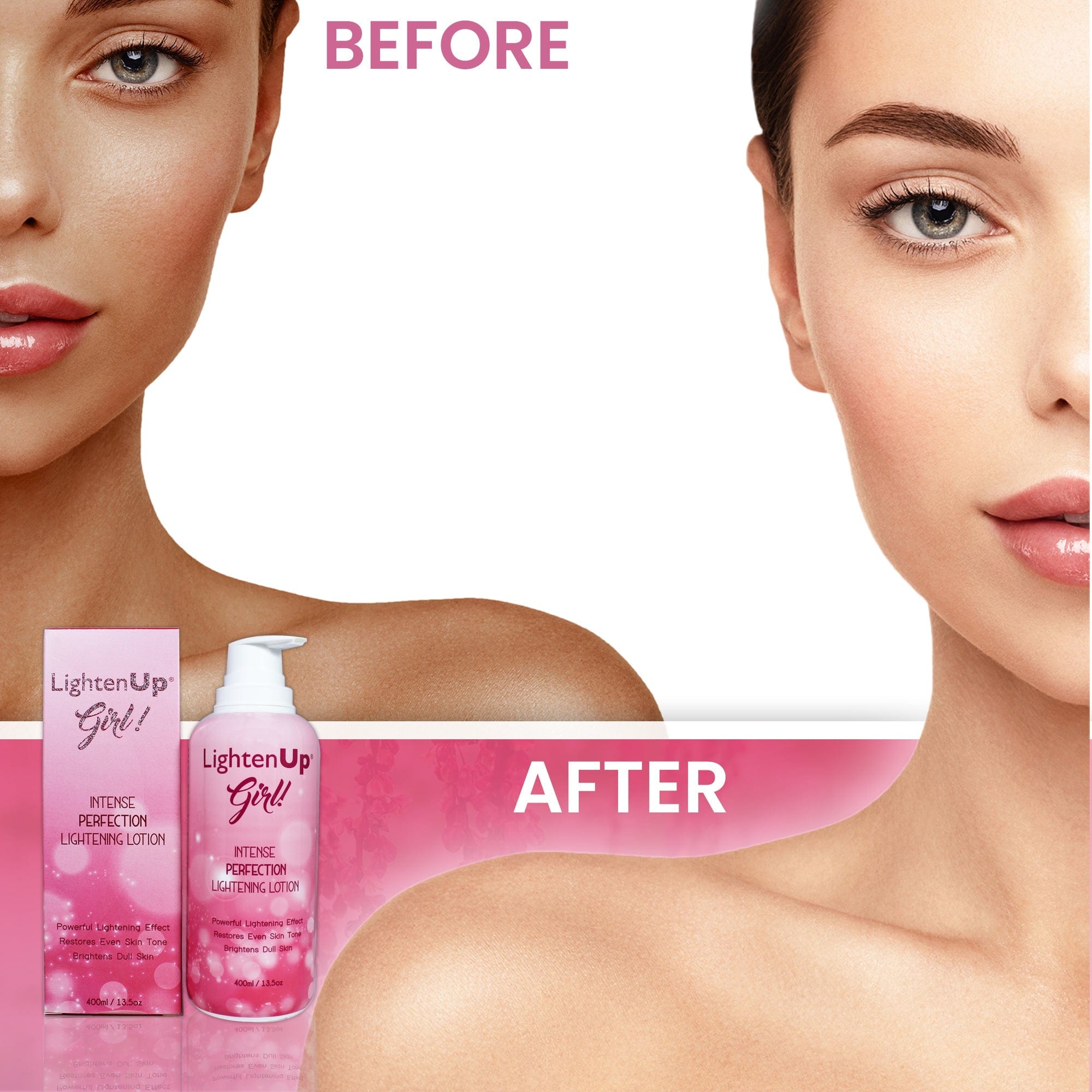 Omic LightenUp Girl! Intense Perfection Lightening Lotion - 400ml / 13.5 Oz Mitchell Brands - Mitchell Brands - Skin Lightening, Skin Brightening, Fade Dark Spots, Shea Butter, Hair Growth Products