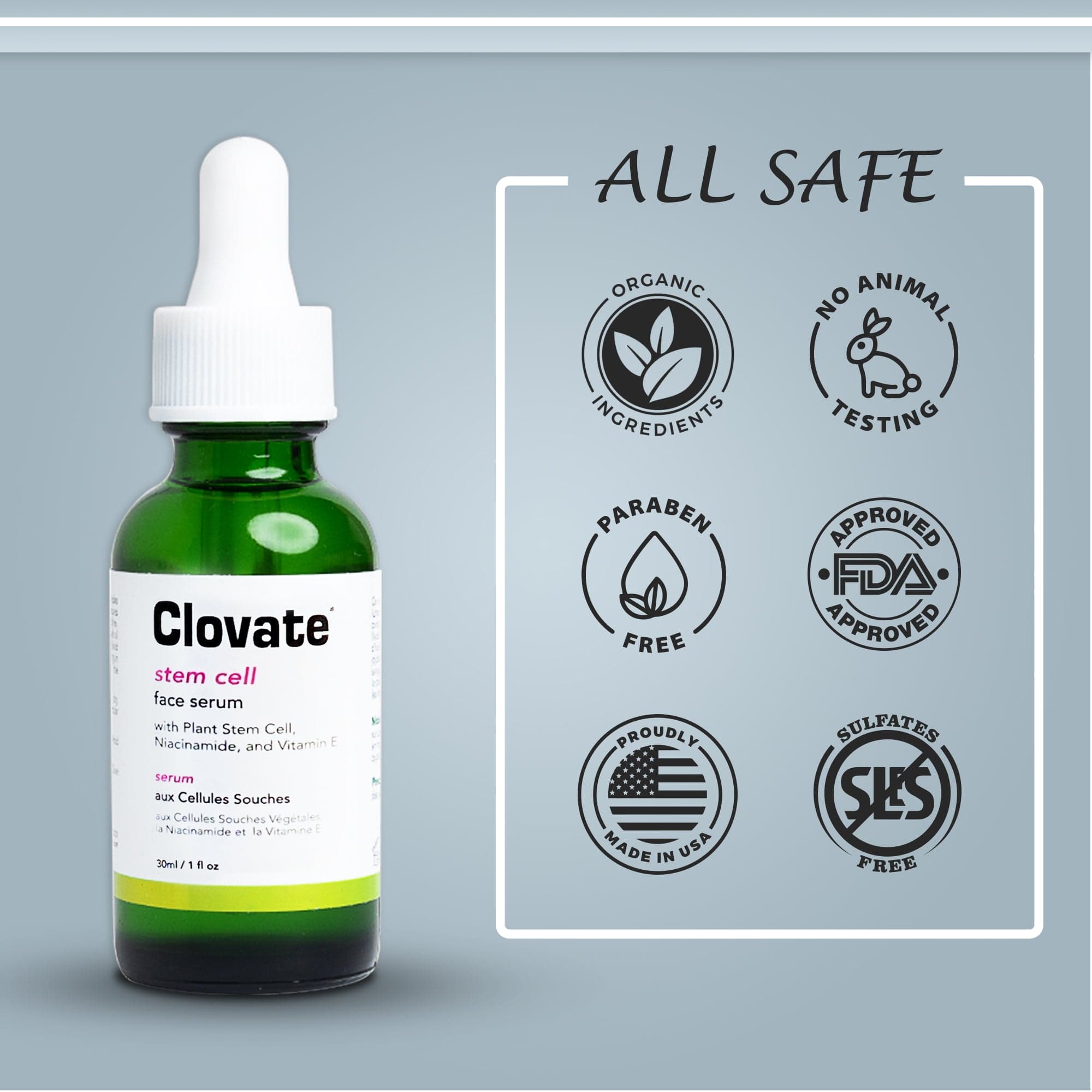 Clovate Stem Cell Serum - 30ml / 1 fl oz Mitchell Group USA, LLC - Mitchell Brands - Skin Lightening, Skin Brightening, Fade Dark Spots, Shea Butter, Hair Growth Products