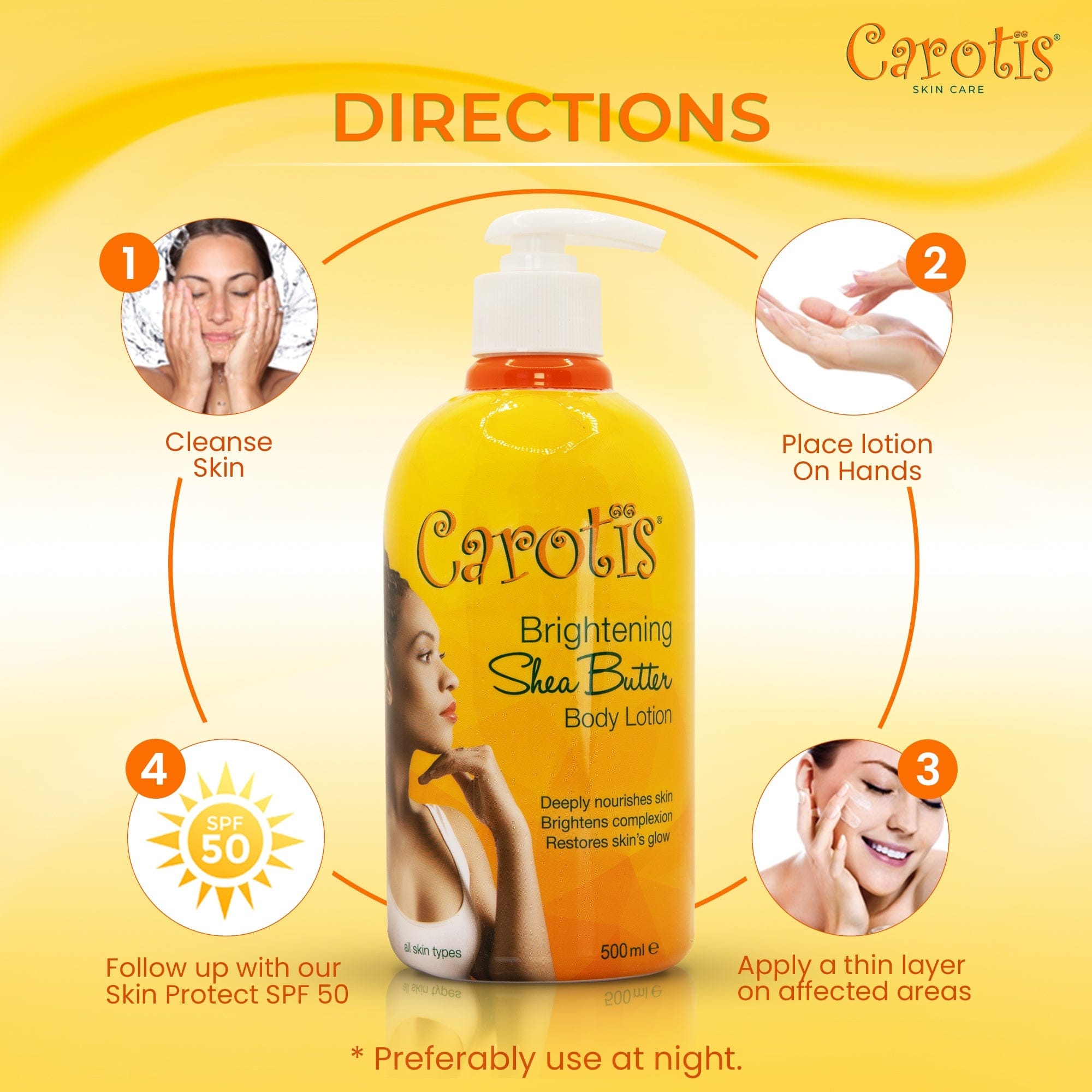 Carotis Brightening Shea Butter Body Lotion with Vitamin A - 500ml / 17.6 fl oz Mitchell Brands - Mitchell Brands - Skin Lightening, Skin Brightening, Fade Dark Spots, Shea Butter, Hair Growth Products