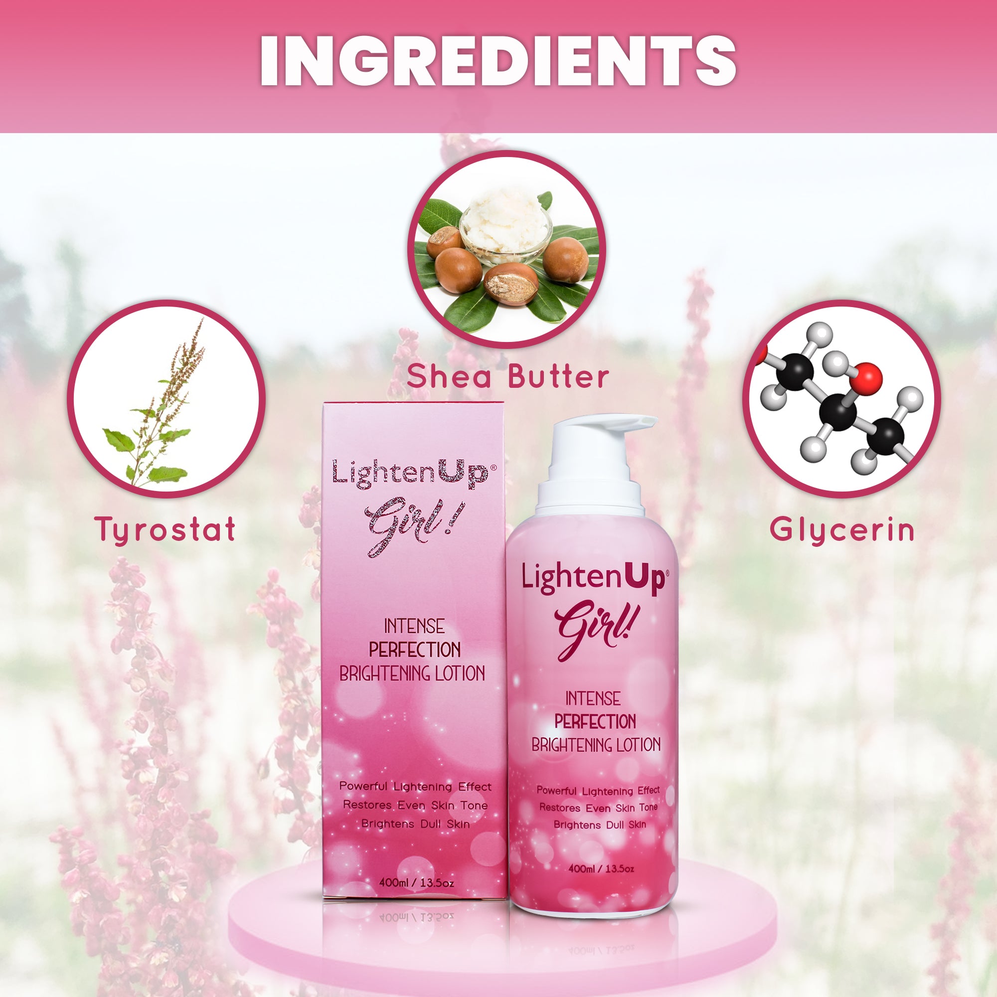 Omic LightenUp Girl! Lozione schiarente Intense Perfection - 400 ml / 13,5 once