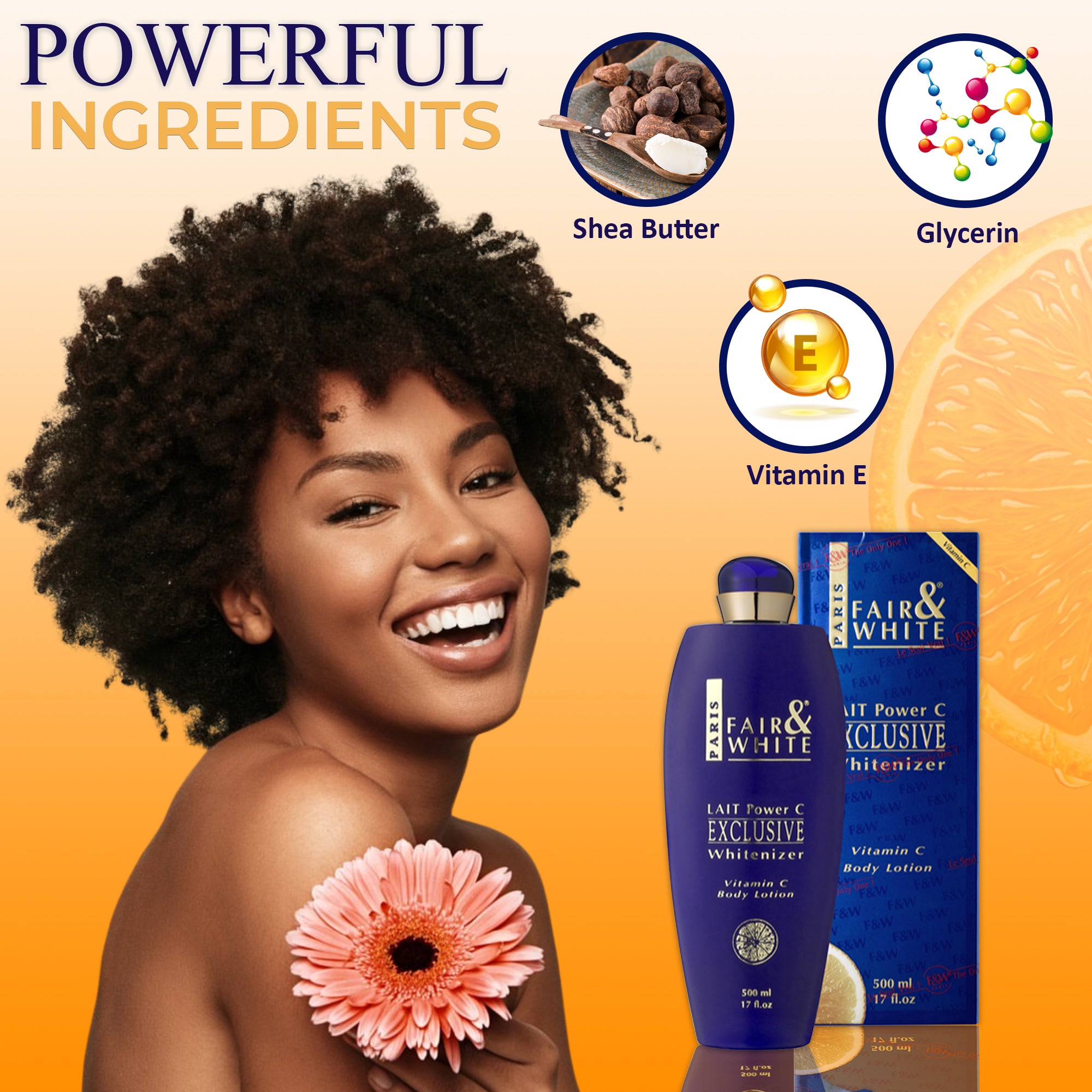 Fair & White Exclusive Body Lotion with Pure Vitamin "C" - Radiant Skin - 500ml / 17 fl oz