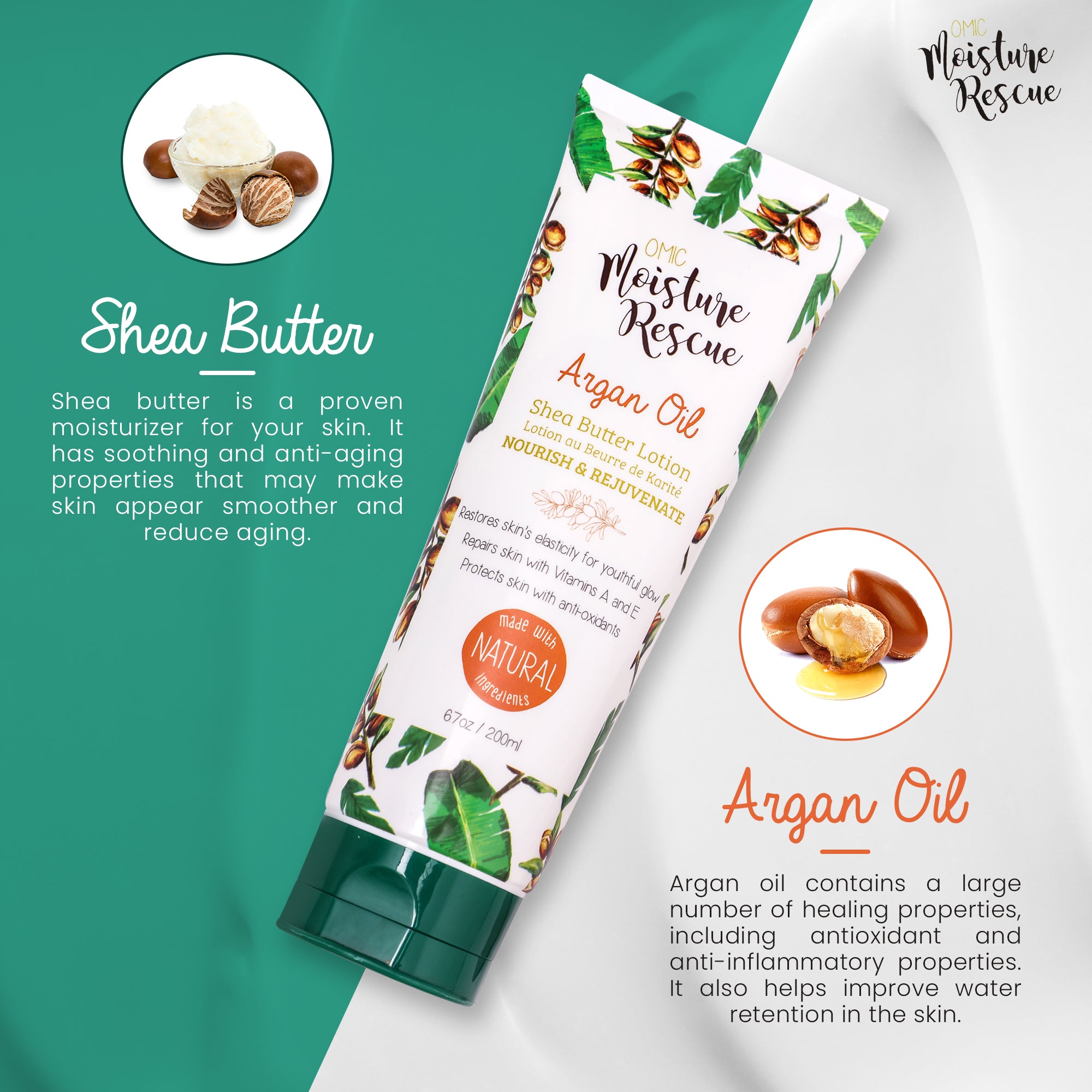 Moisture Rescue Shea Butter Lotion Tube with Argan Oil