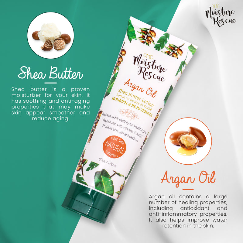 Tube de lotion au beurre de karité Moisture Rescue avec huile d'argan