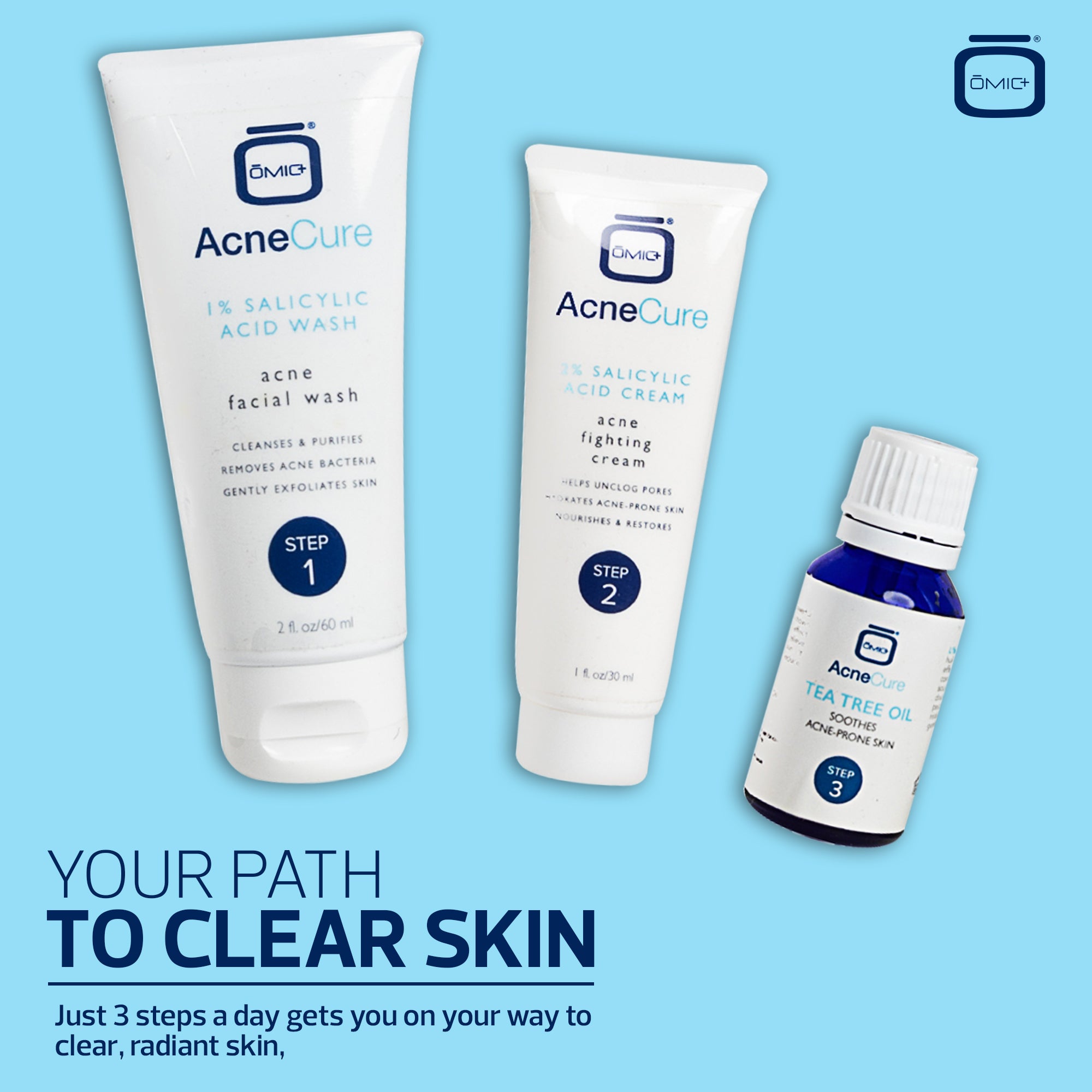 OMIC+ Acne cure 3 Step Acne Clarifying System