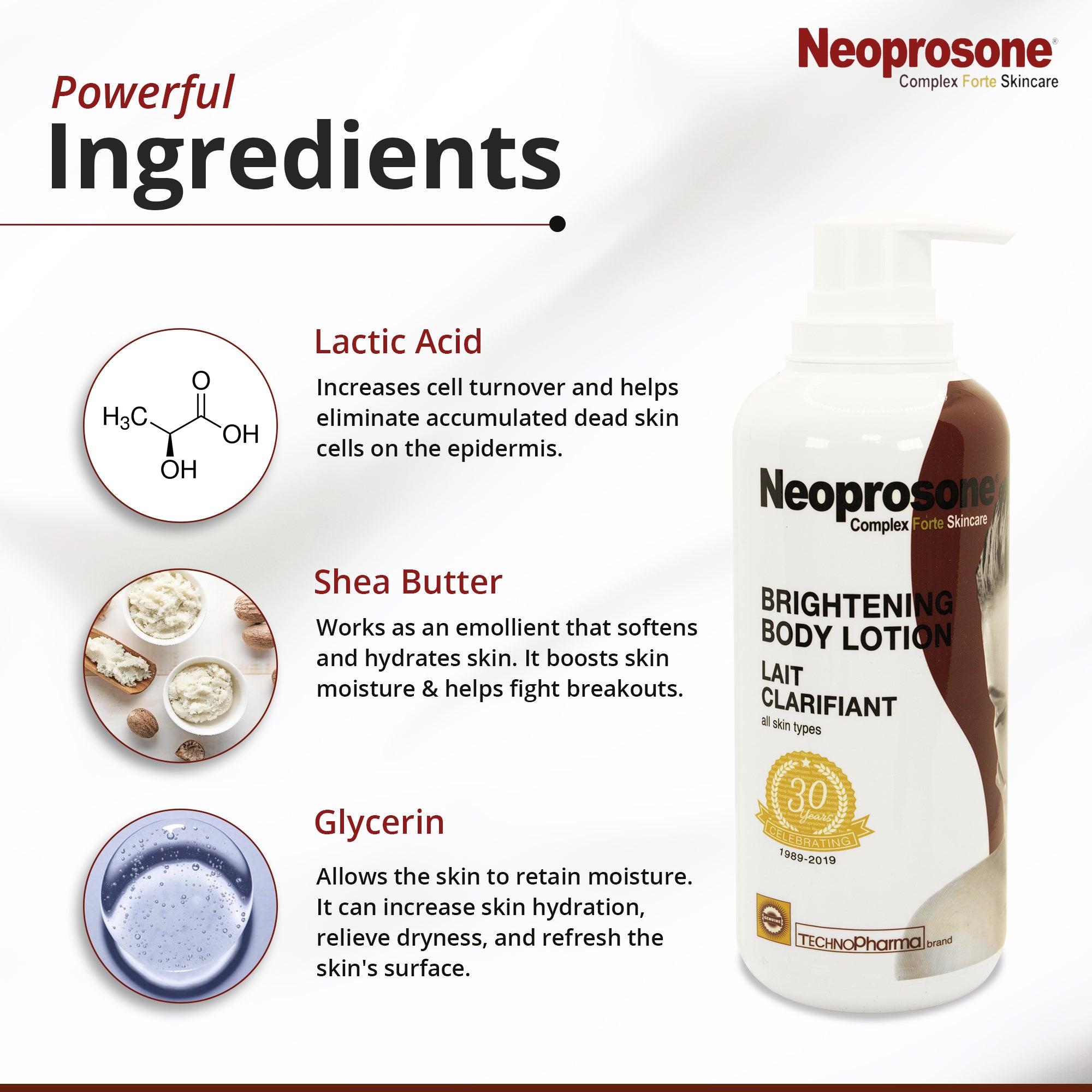 Neoprosone Aufhellende Körperlotion – Verblasst dunkle Flecken – 400 ml / 13,5 fl oz