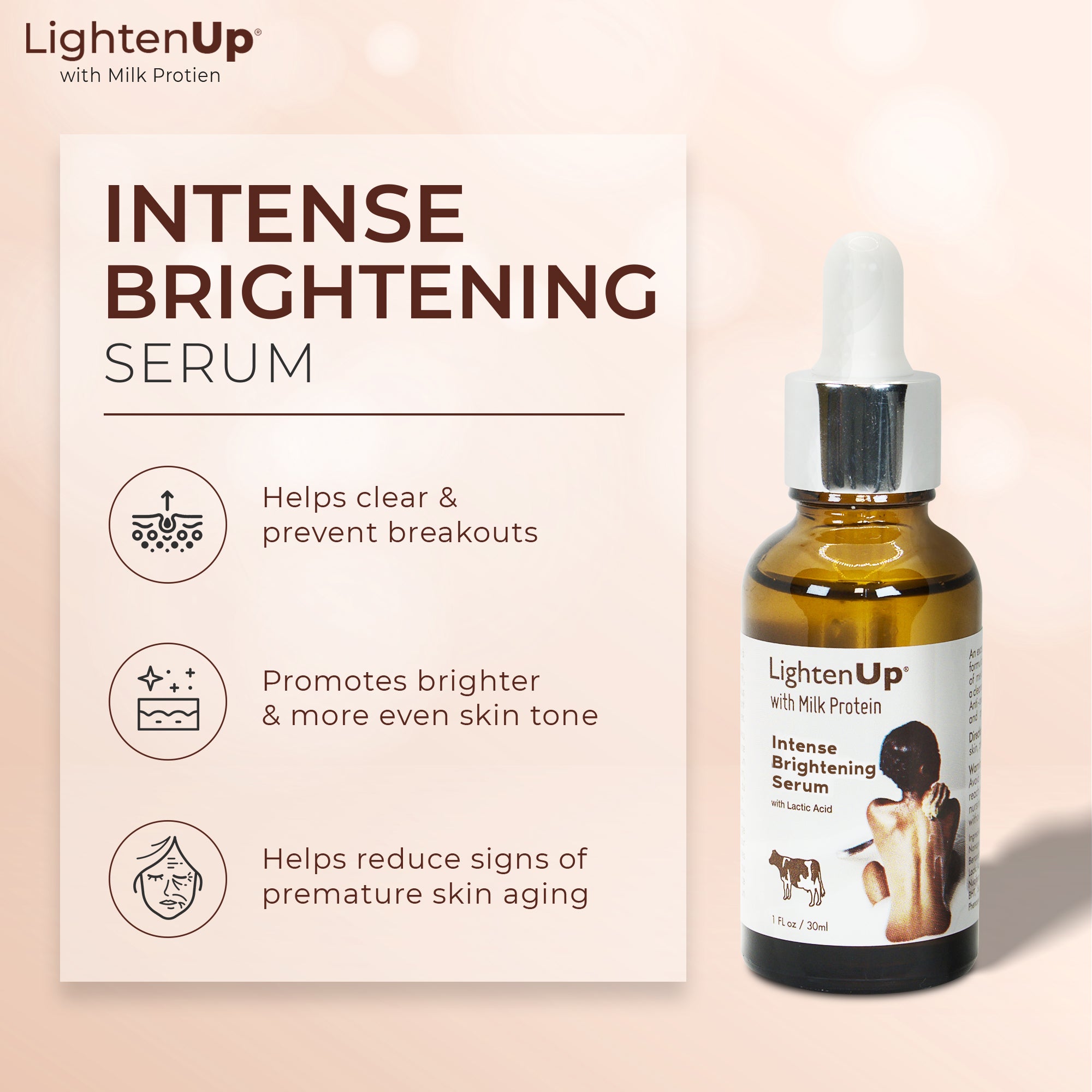 Siero schiarente intenso attivo all'acido lattico Omic Lightenup - 30 ml