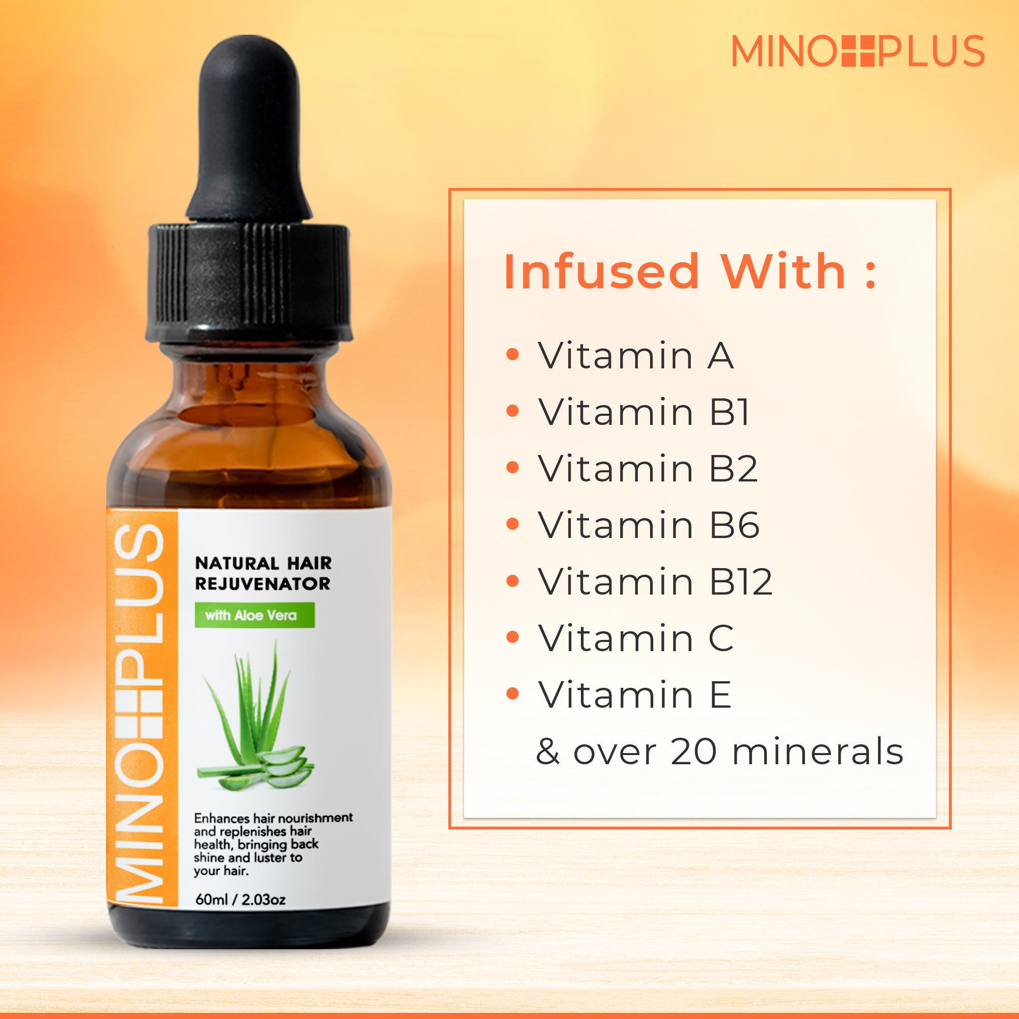 Ringiovanitore per la crescita dei capelli Minoplus con succo di aloe - 60 ml / 1 oz