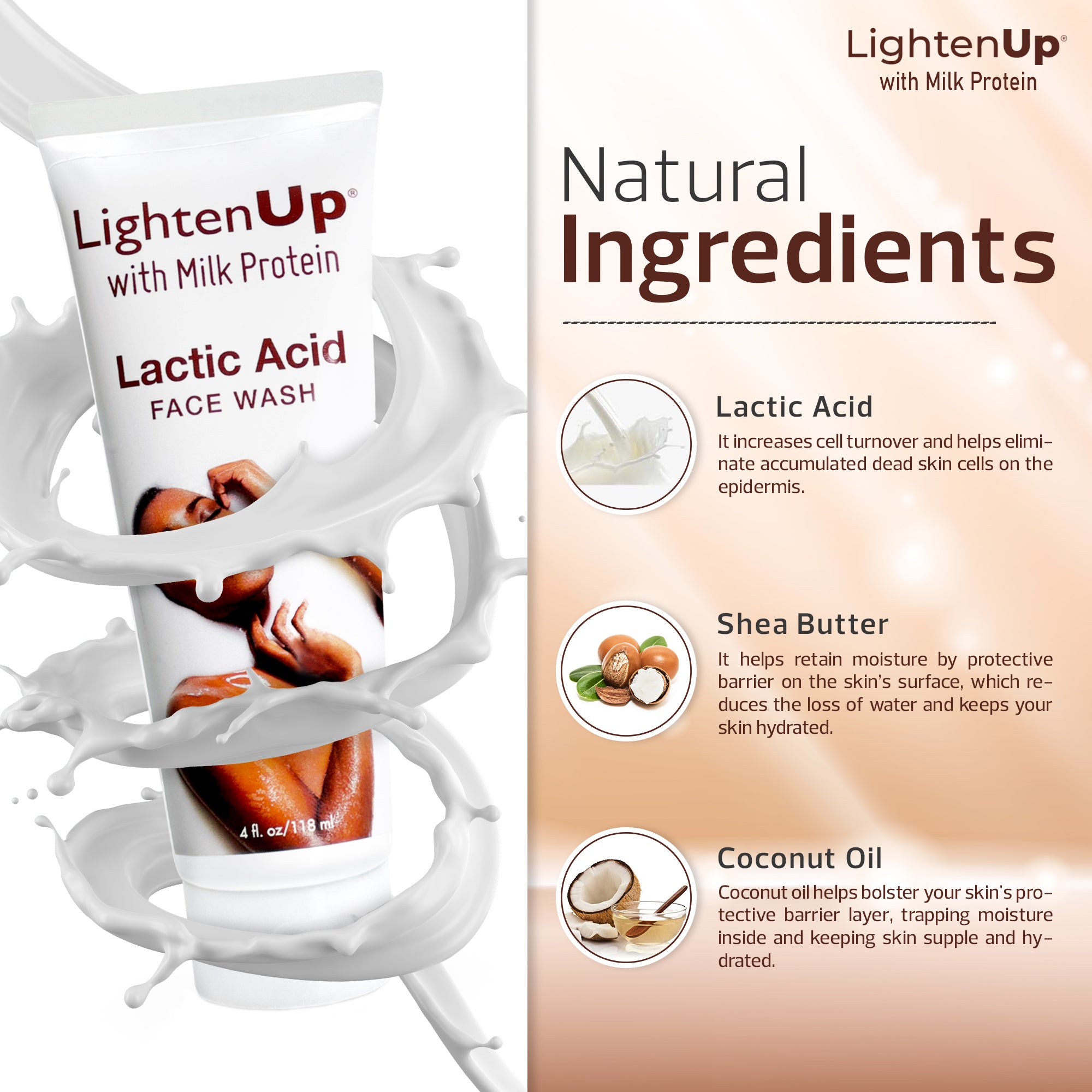 LightenUp Milk Protein Face Wash 4 oz