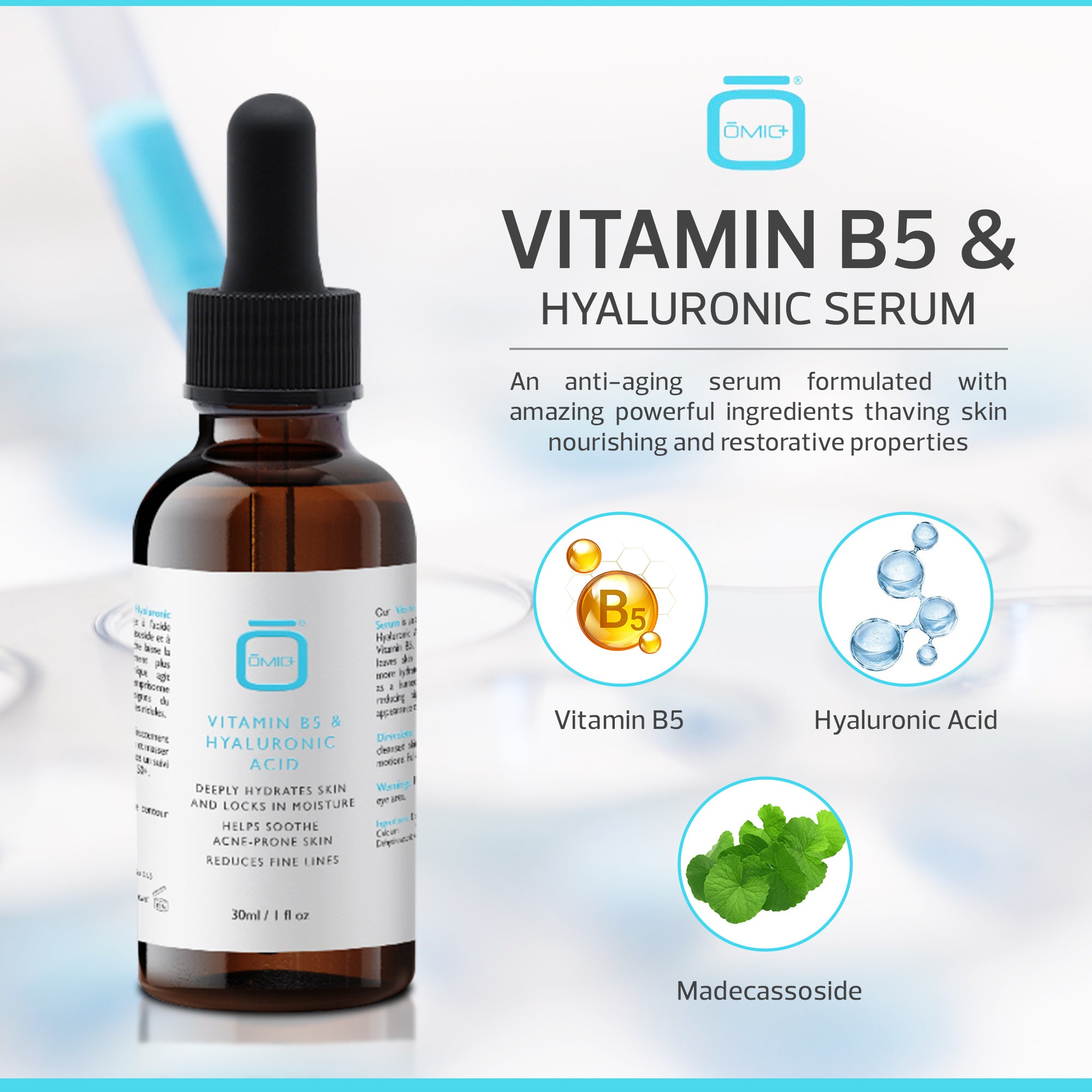 Omic+ Vitamina B5 e siero ialuronico - 30ml / 1 Fl Oz