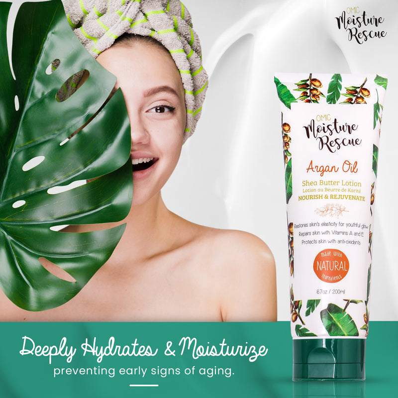 Tube de lotion au beurre de karité Moisture Rescue avec huile d'argan