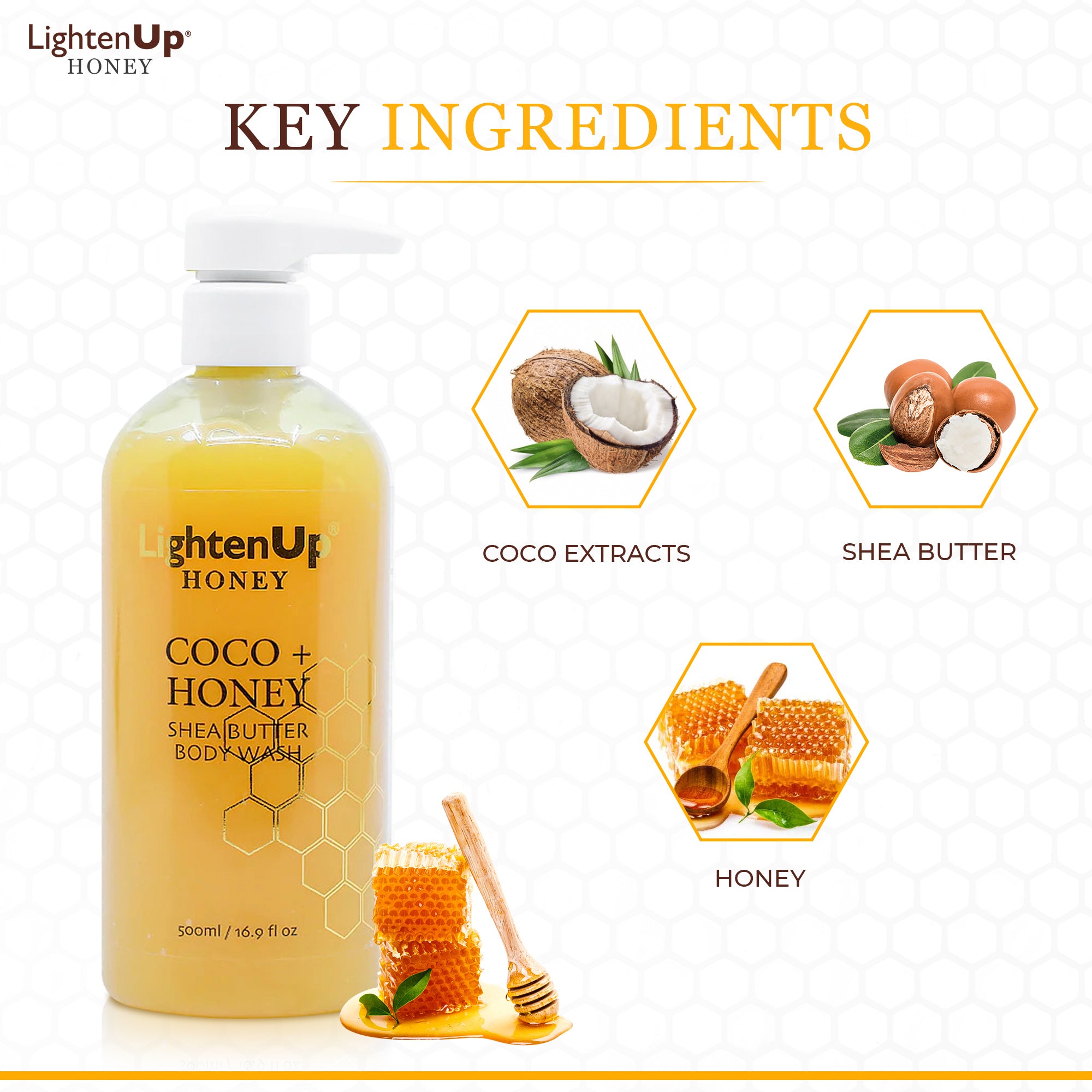 LightenUp Honey Shower Gel 500ml