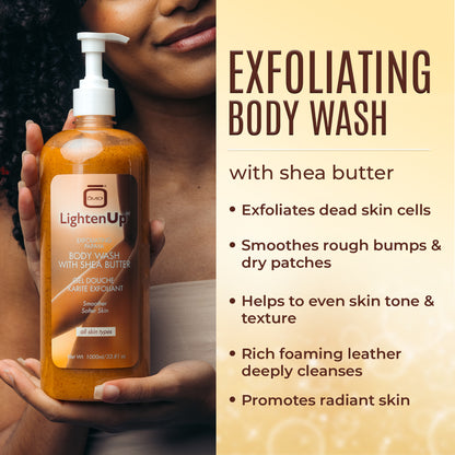 Omic LightenUp PLUS Exfoliating Papaya Body Wash with Shea Butter - 1000ml / 33.81 Oz