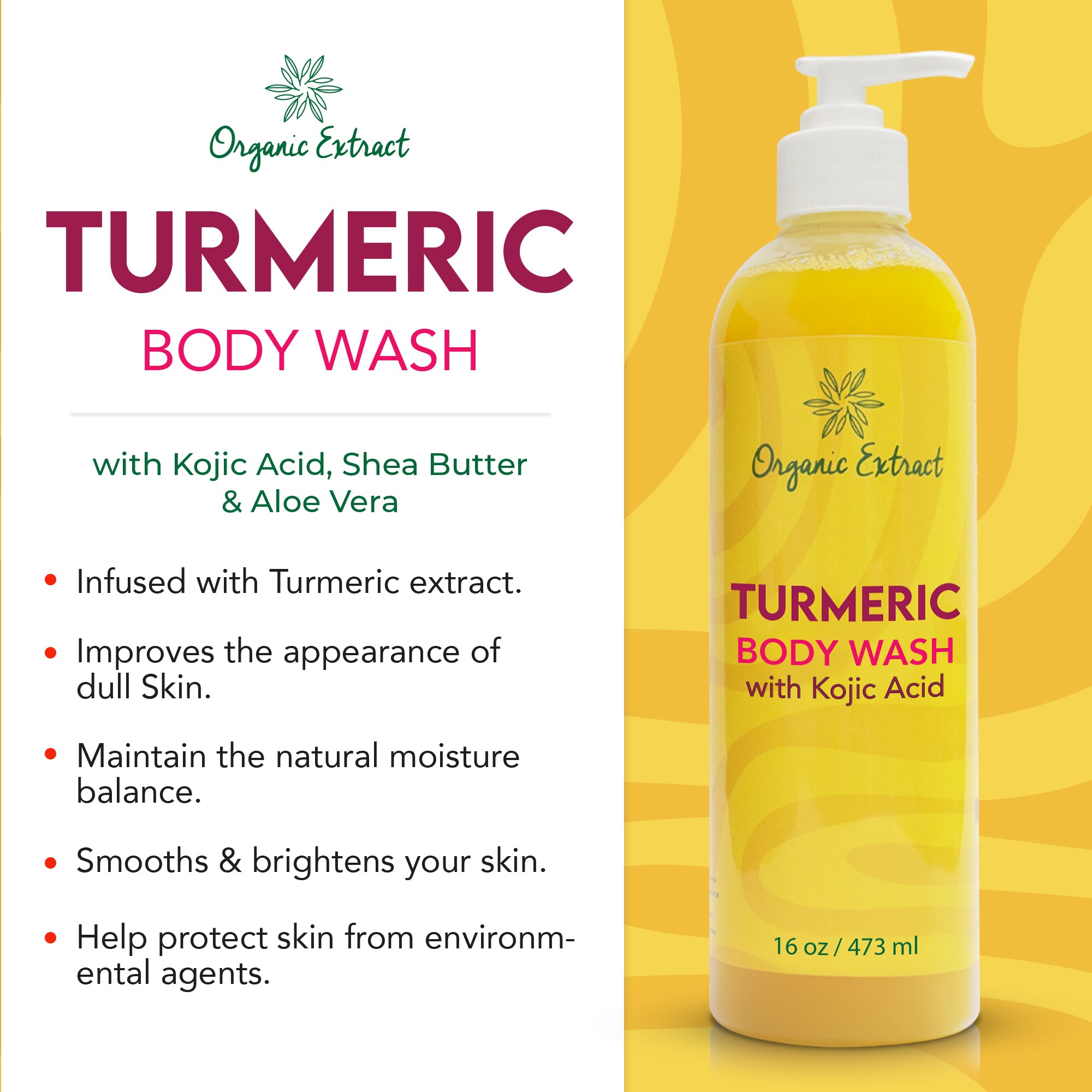 Organic Extract Turmeric Body Wash 16 oz/473 ml
