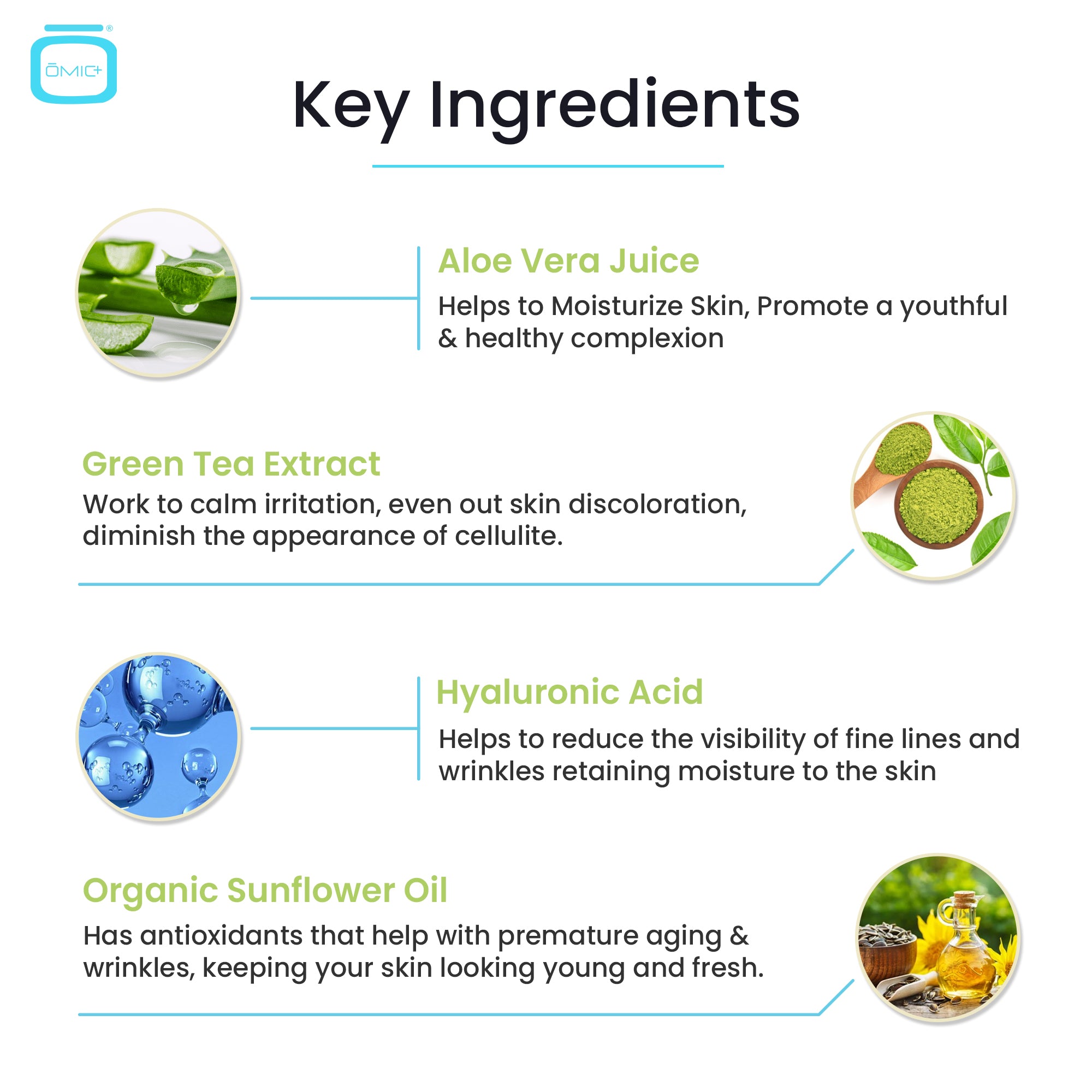 OMIC+ Green Tea & Hyaluronic Serum - 30ml / 1 Fl Oz
