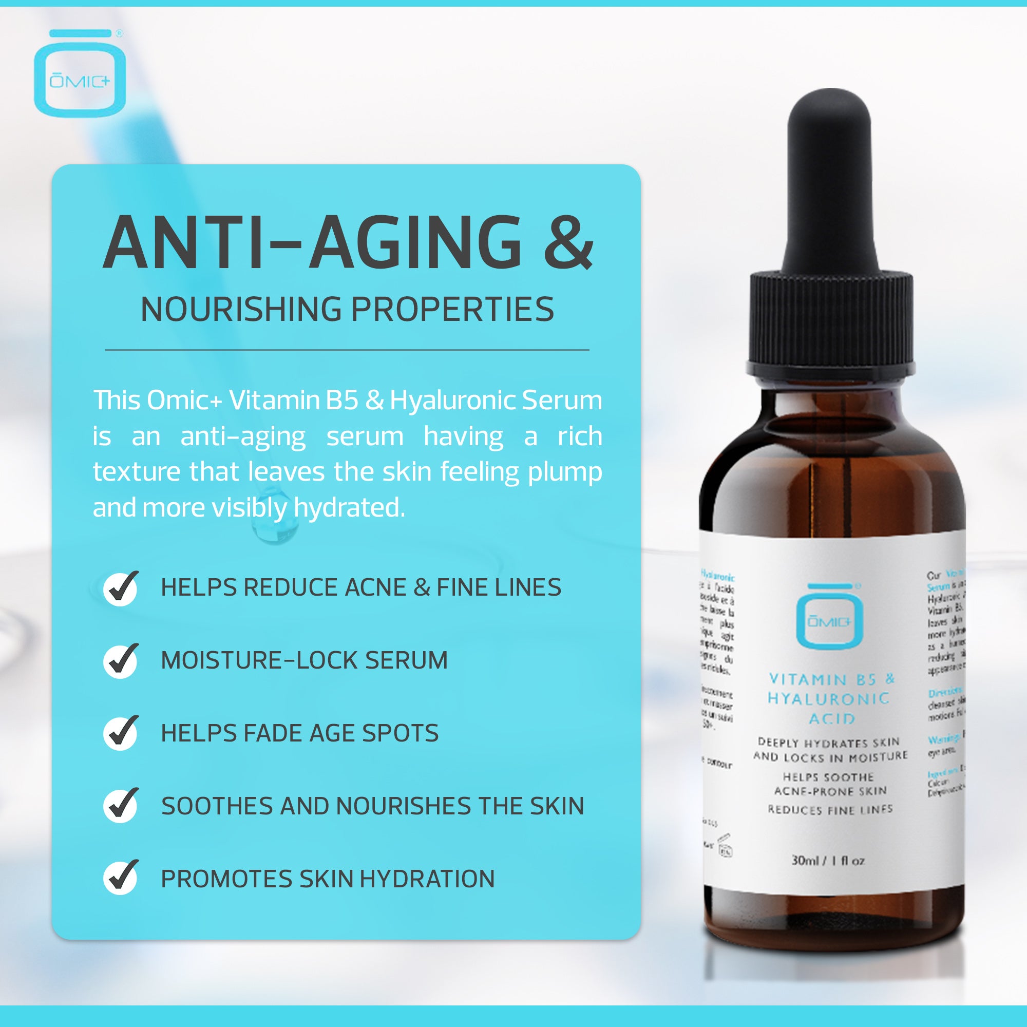Omic+ Vitamina B5 e siero ialuronico - 30ml / 1 Fl Oz