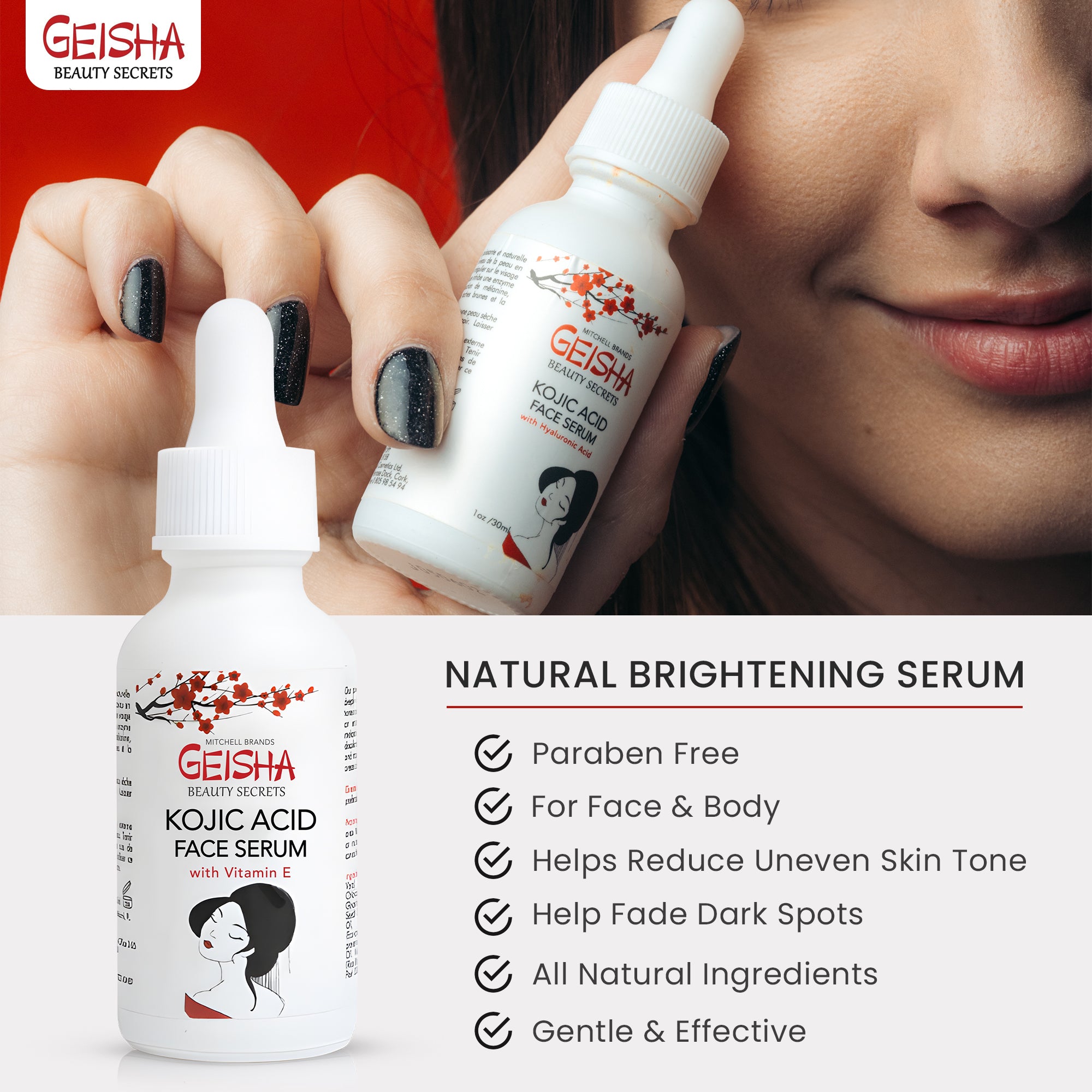 Geisha Kojic Acid Face Brightening Serum - Gluten-free serum - 30ml / 1 fl oz